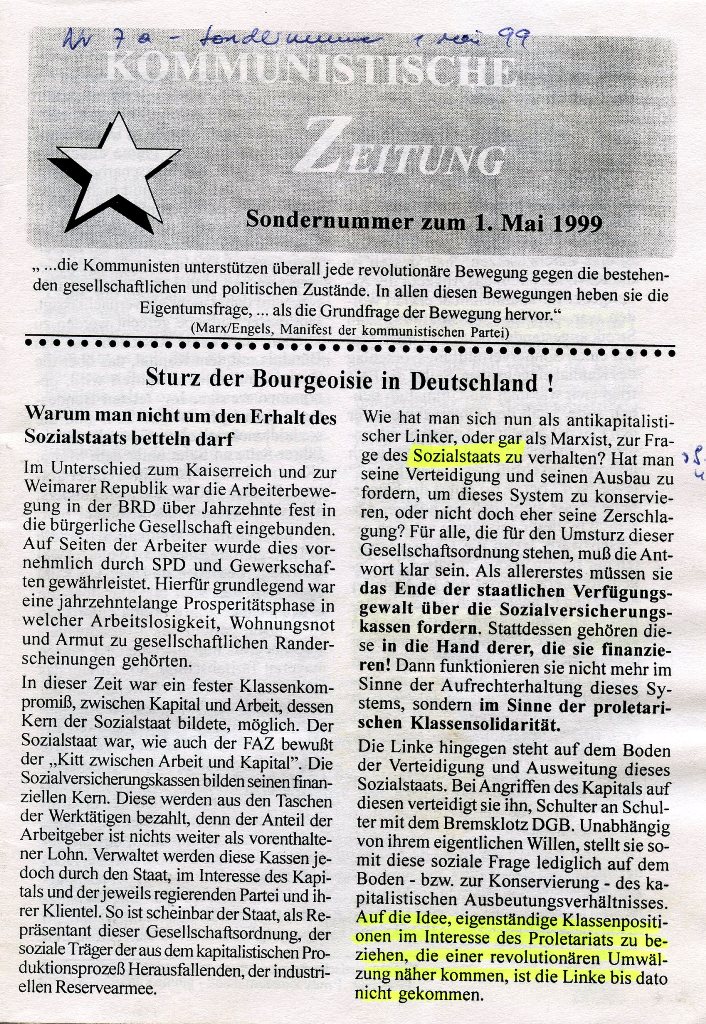 Gelsenkirchen_Kommunistische_Zeitung_1999_Sondernummer_001