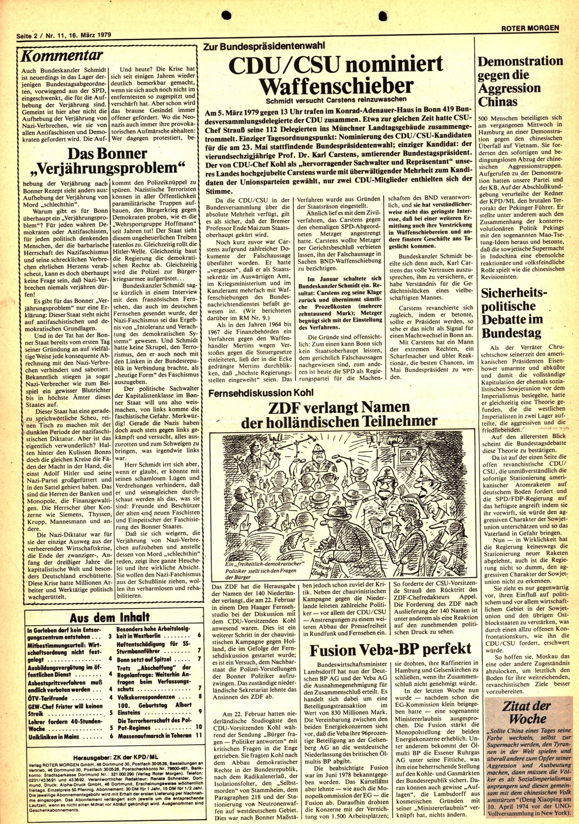 Roter Morgen, 13. Jg., 16. März 1979, Nr. 11, Seite 2
