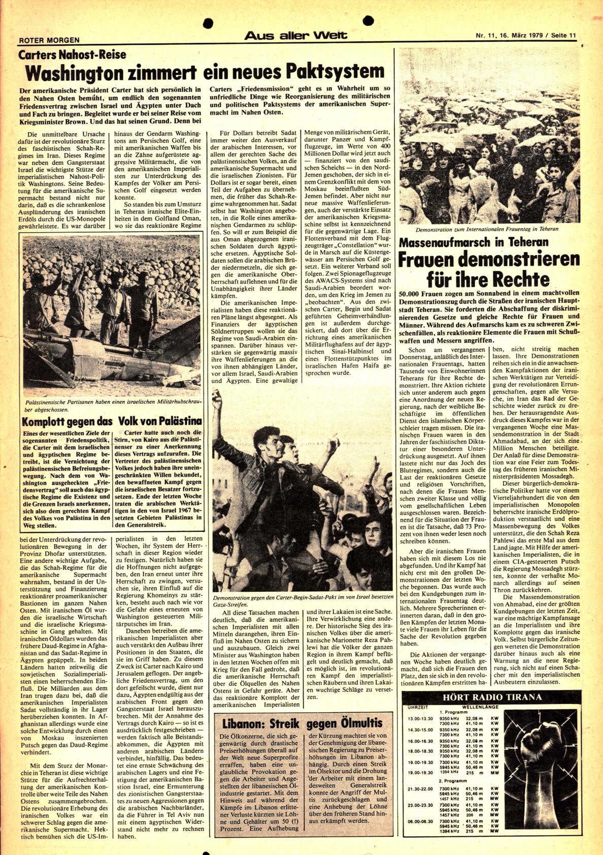 Roter Morgen, 13. Jg., 16. März 1979, Nr. 11, Seite 11