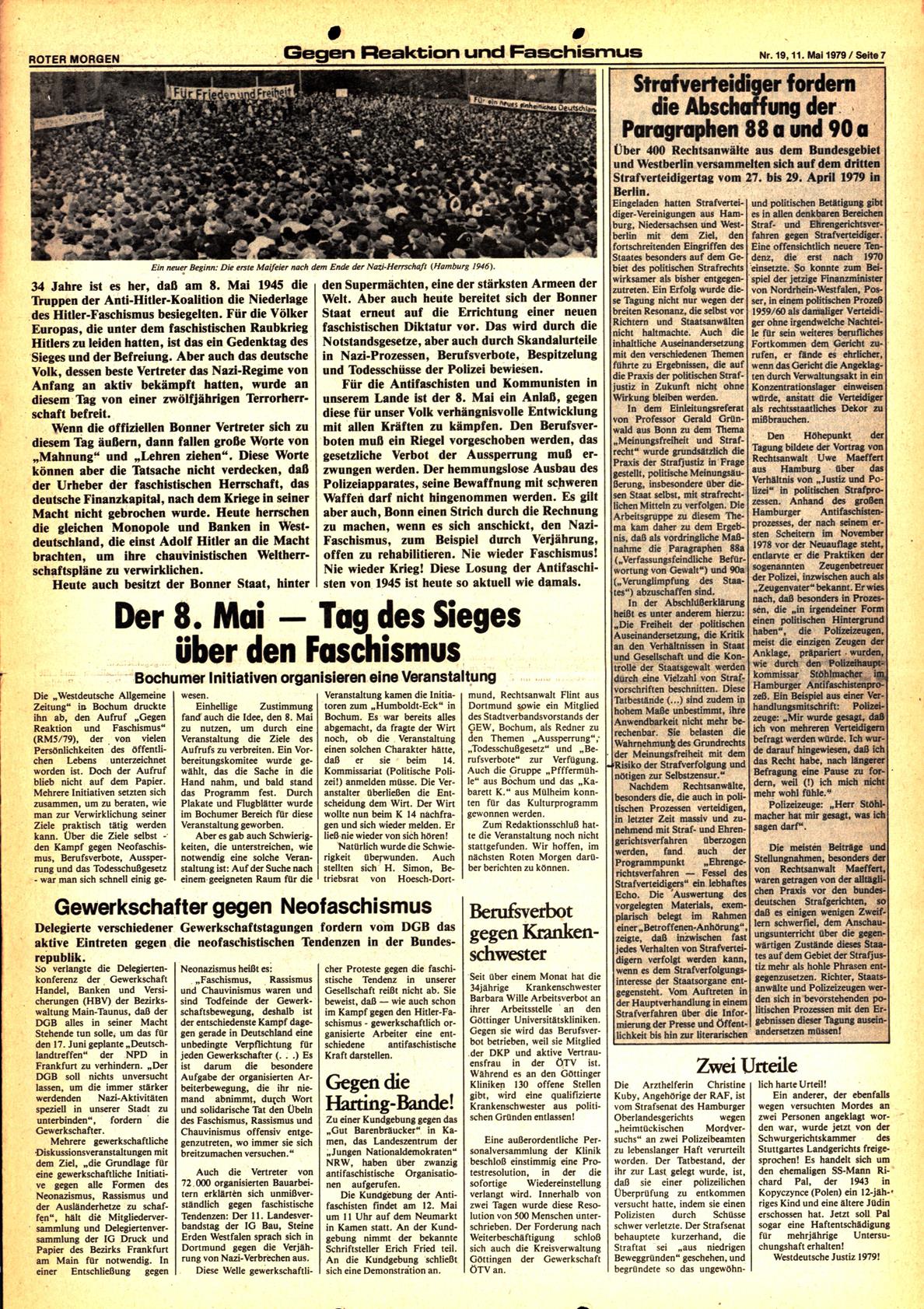 Roter Morgen, 13. Jg., 11. Mai 1979, Nr. 19, Seite 7