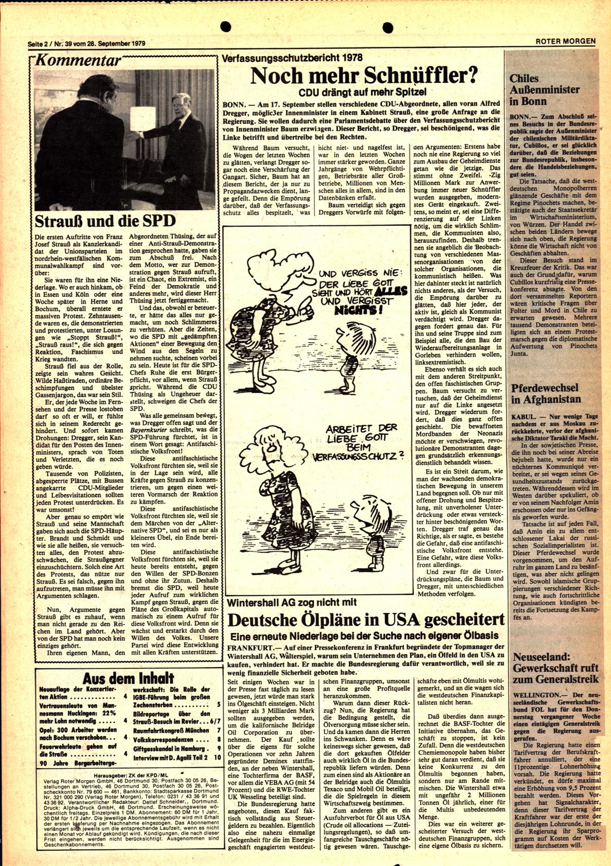 Roter Morgen, 13. Jg., 28. September 1979, Nr. 39, Seite 2