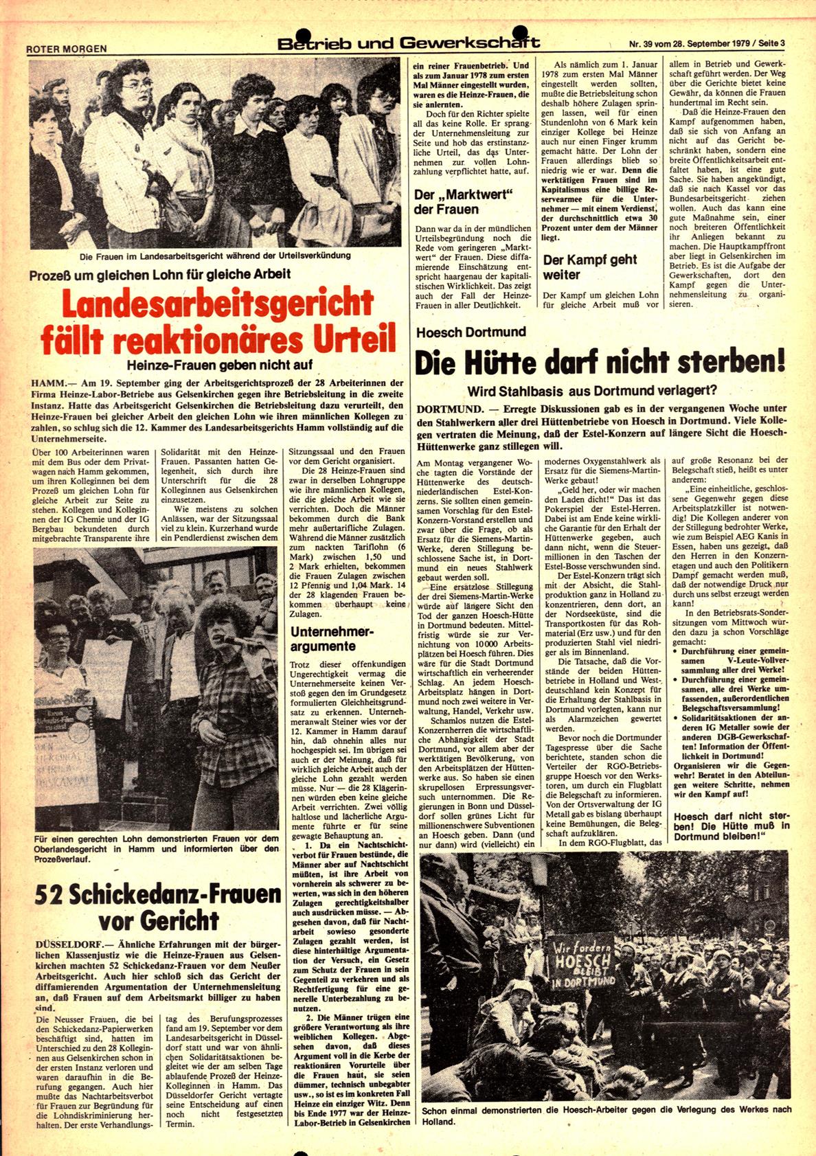 Roter Morgen, 13. Jg., 28. September 1979, Nr. 39, Seite 3