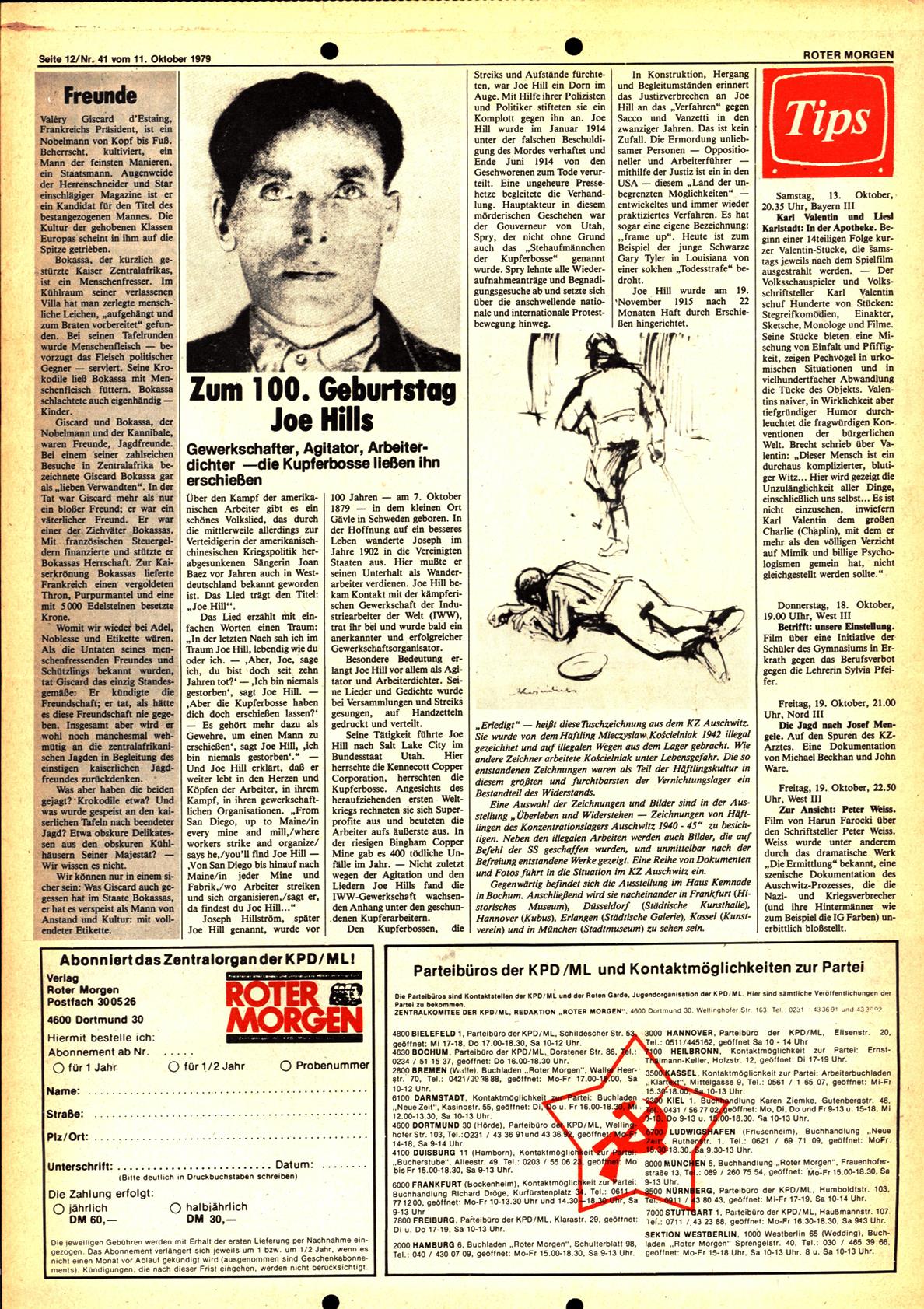 Roter Morgen, 13. Jg., 11. Oktober 1979, Nr. 41, Seite 12