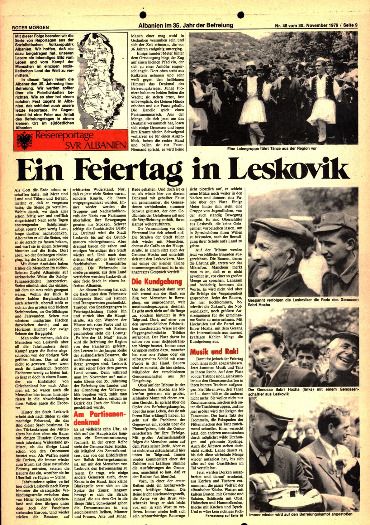 Roter Morgen, 13. Jg., 30. November 1979, Nr. 48, Seite 9