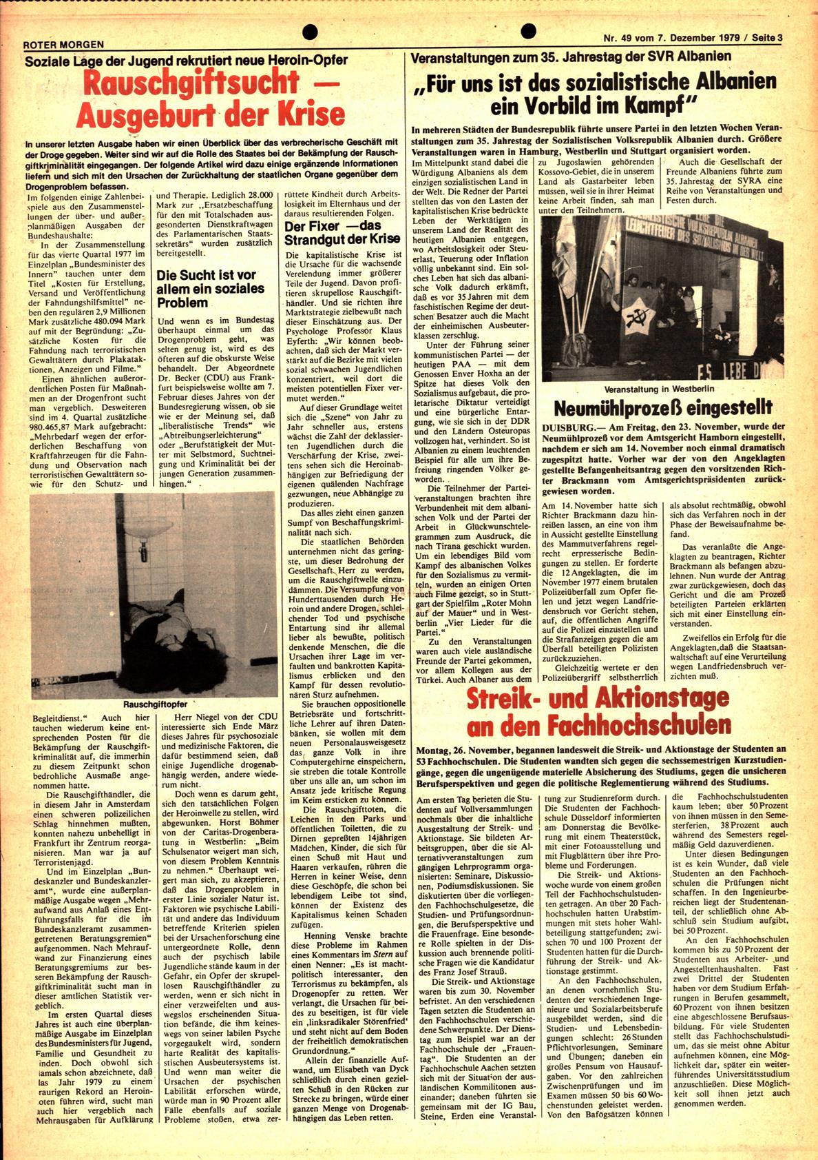 Roter Morgen, 13. Jg., 7. Dezember 1979, Nr. 49, Seite 3