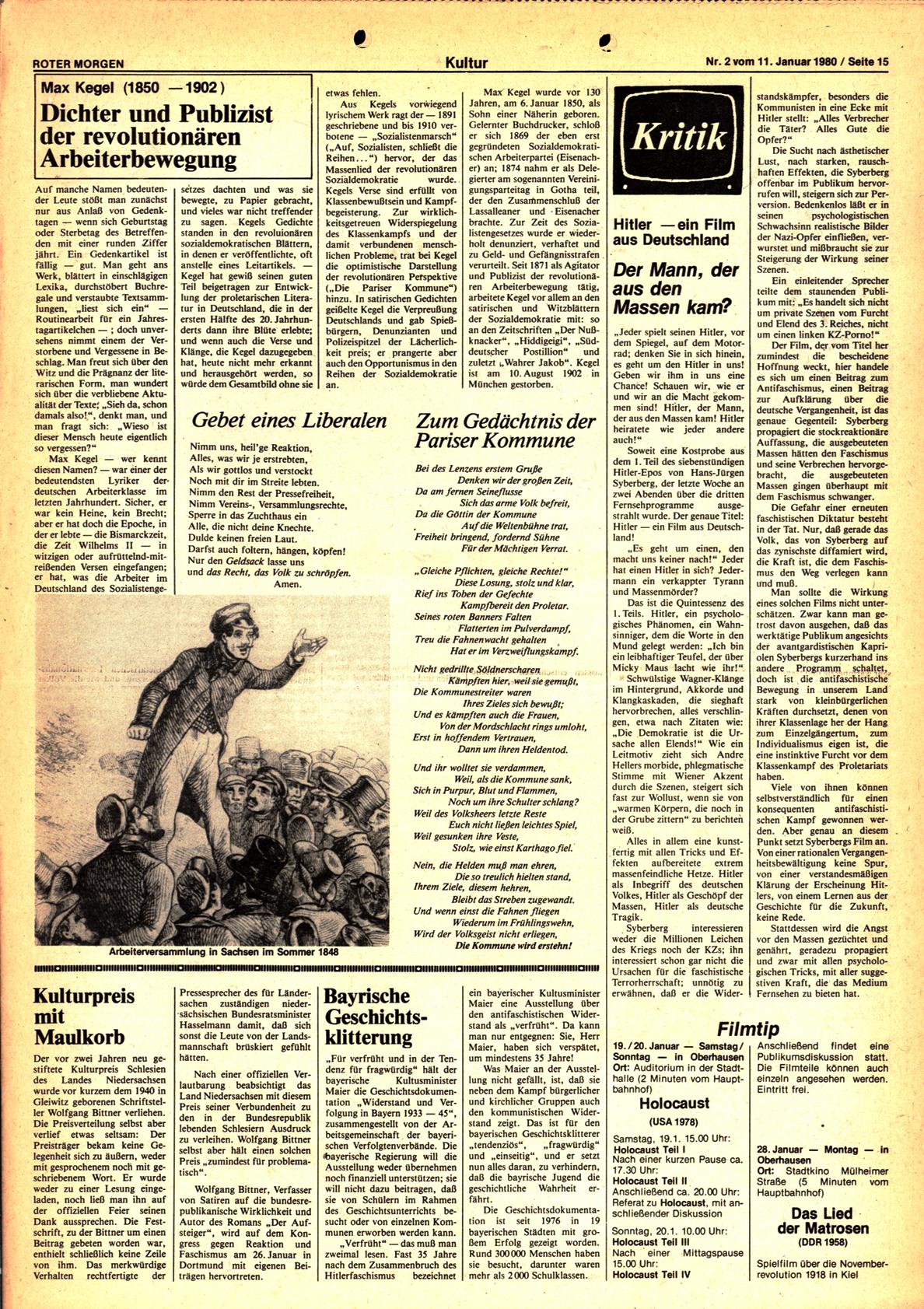Roter Morgen, 14. Jg., 11. Januar 1980, Nr. 2, Seite 15