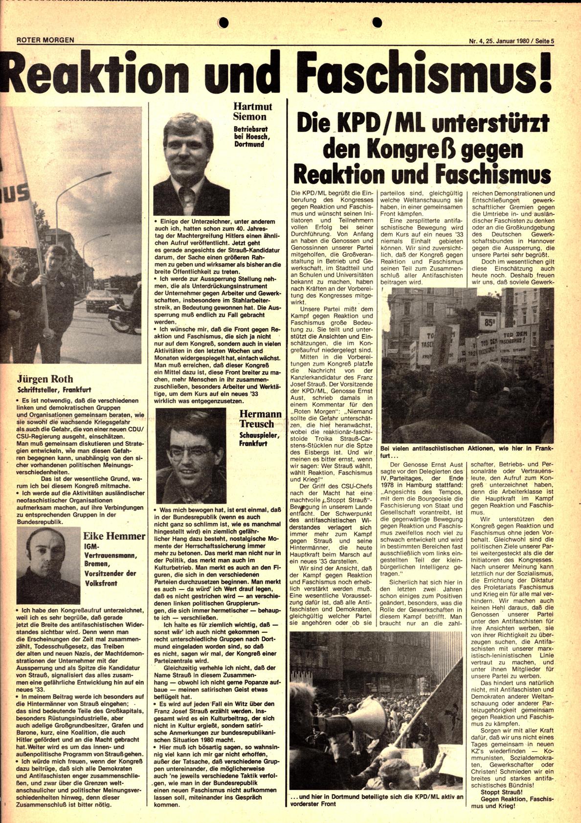 Roter Morgen, 14. Jg., 25. Januar 1980, Nr. 4, Seite 5