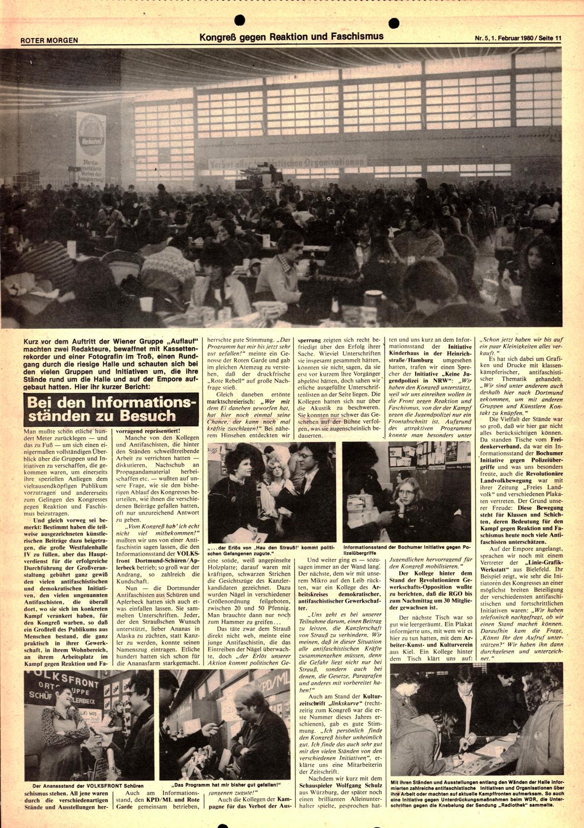 Roter Morgen, 14. Jg., 1. Februar 1980, Nr. 5, Seite 11