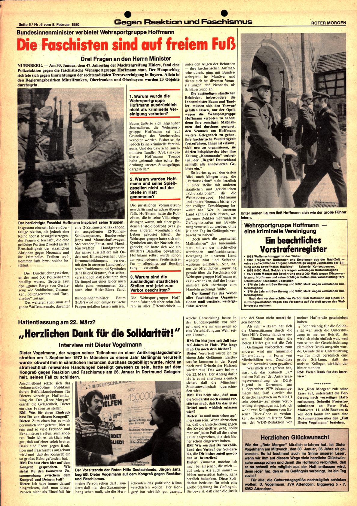 Roter Morgen, 14. Jg., 8. Februar 1980, Nr. 6, Seite 6