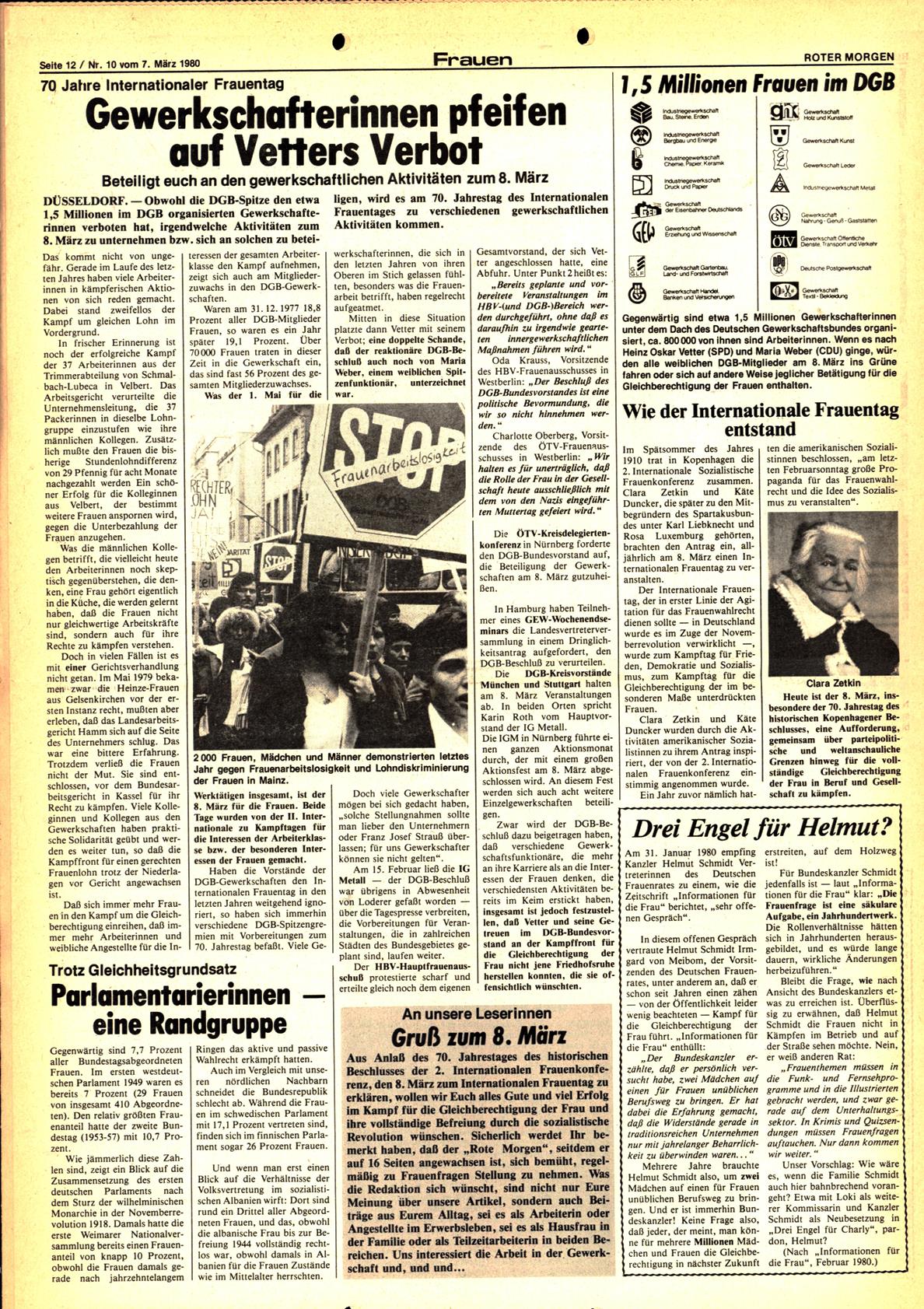 Roter Morgen, 14. Jg., 7. März 1980, Nr. 10, Seite 12
