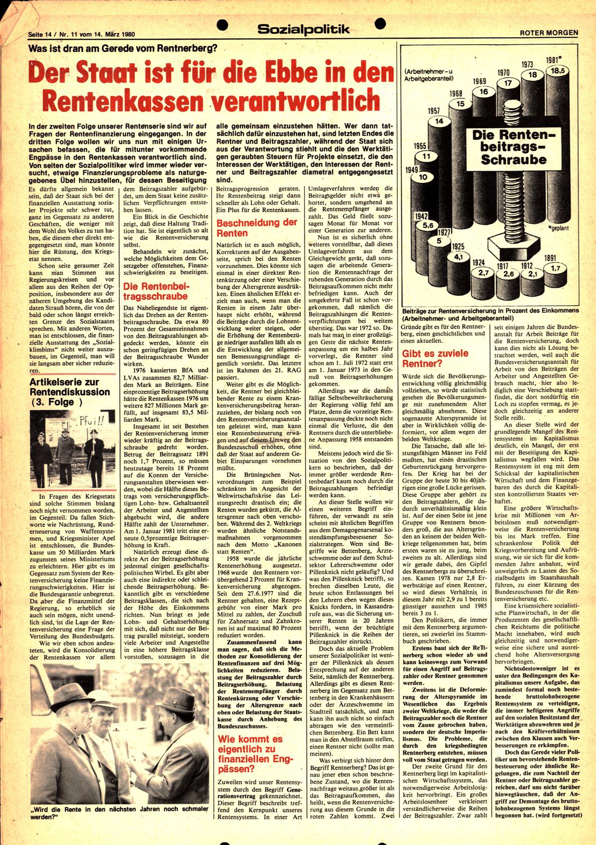 Roter Morgen, 14. Jg., 14. März 1980, Nr. 11, Seite 14