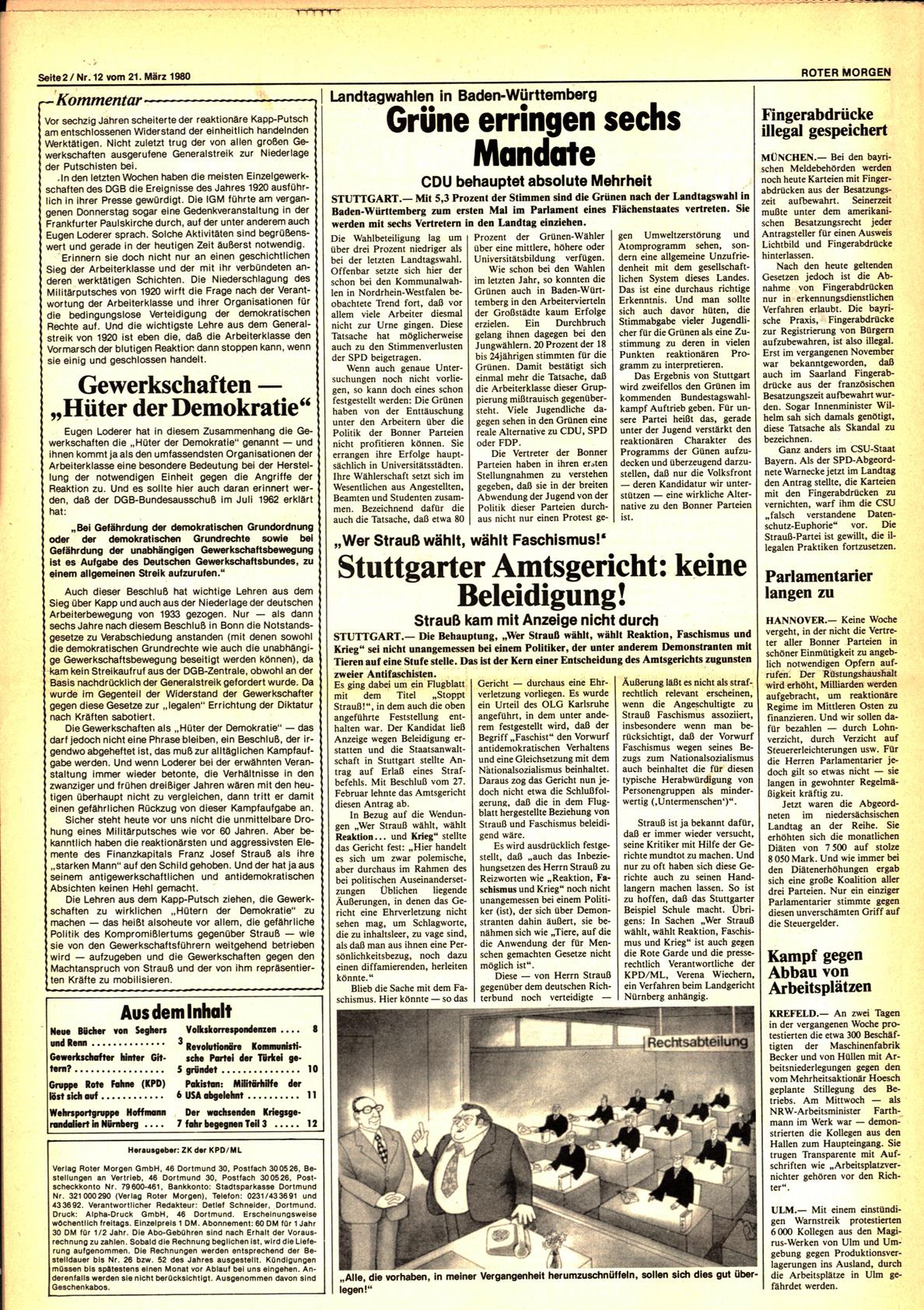 Roter Morgen, 14. Jg., 21. März 1980, Nr. 12, Seite 2