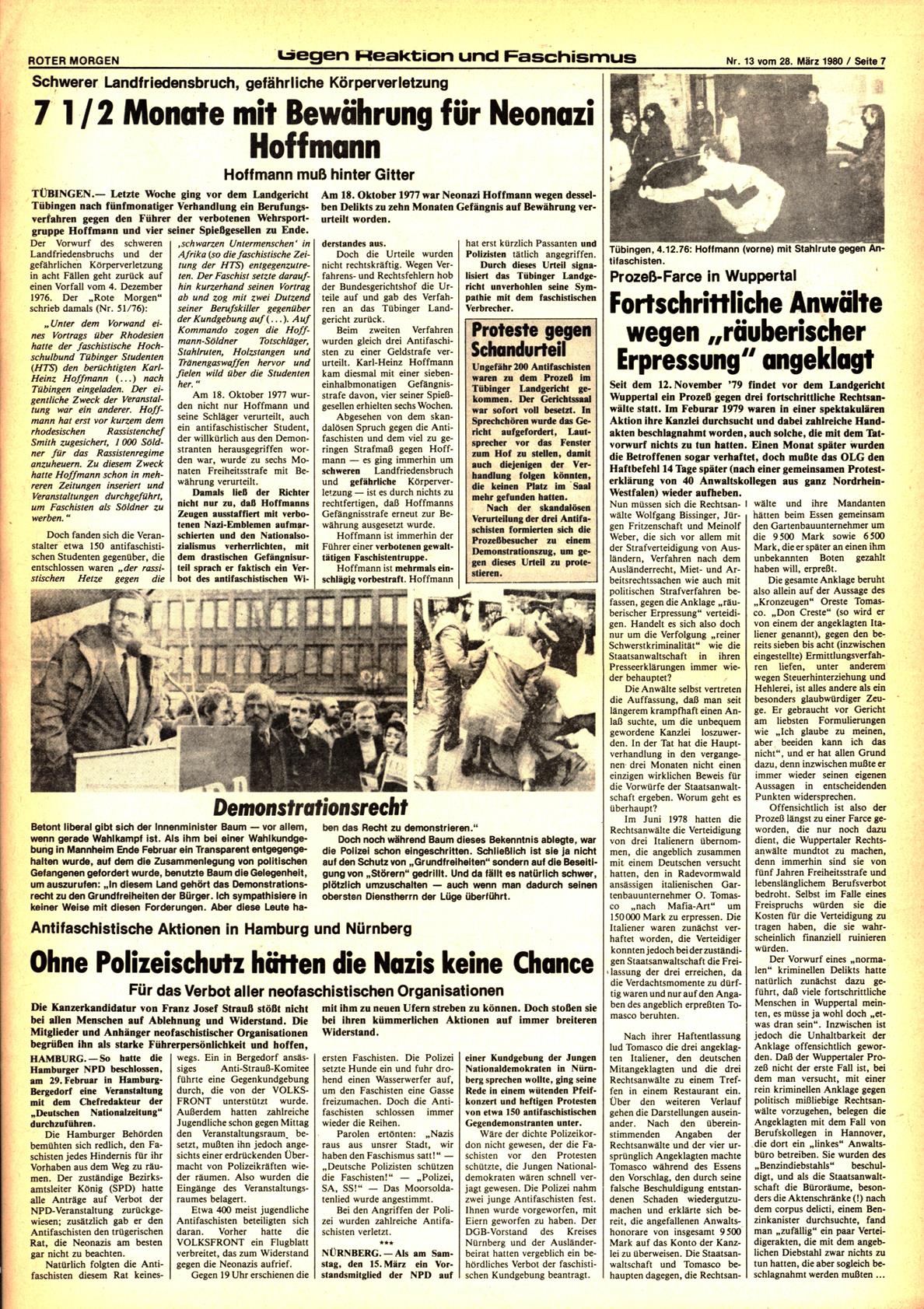 Roter Morgen, 14. Jg., 28. März 1980, Nr. 13, Seite 7