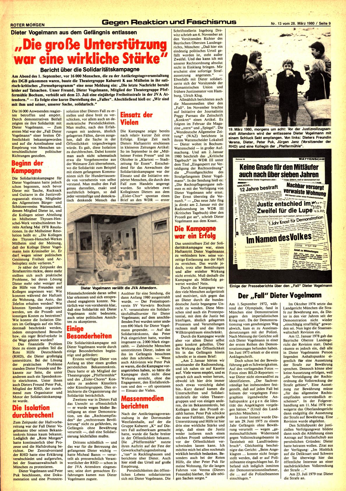 Roter Morgen, 14. Jg., 28. März 1980, Nr. 13, Seite 9