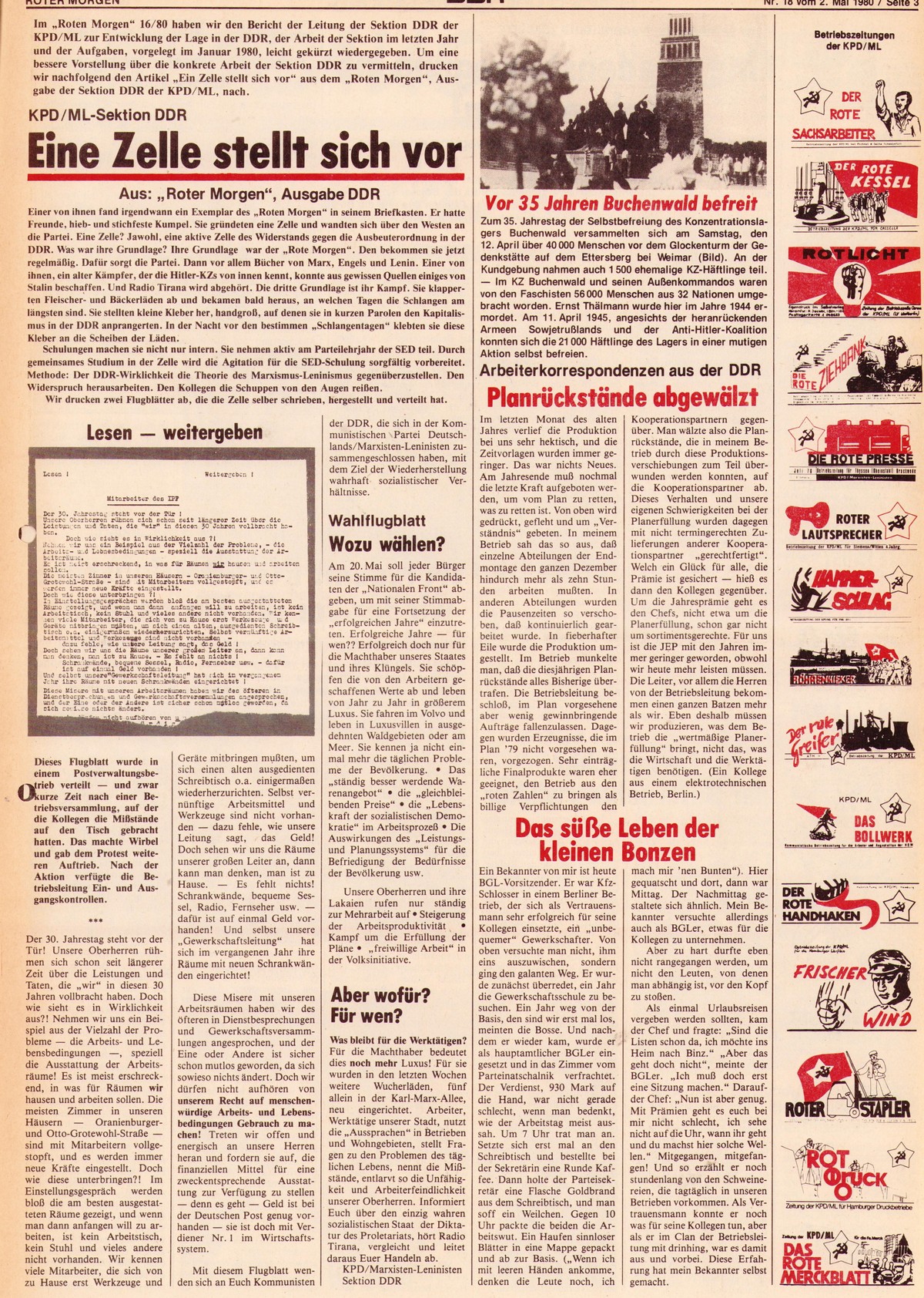 Roter Morgen, 14. Jg., 2. Mai 1980, Nr. 18, Seite 3