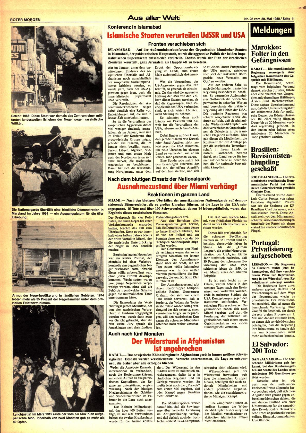 Roter Morgen, 14. Jg., 30. Mai 1980, Nr. 22, Seite 11