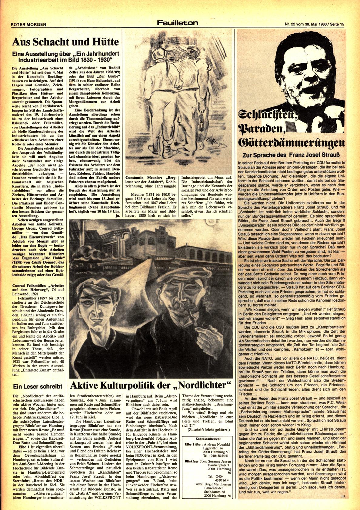 Roter Morgen, 14. Jg., 30. Mai 1980, Nr. 22, Seite 15