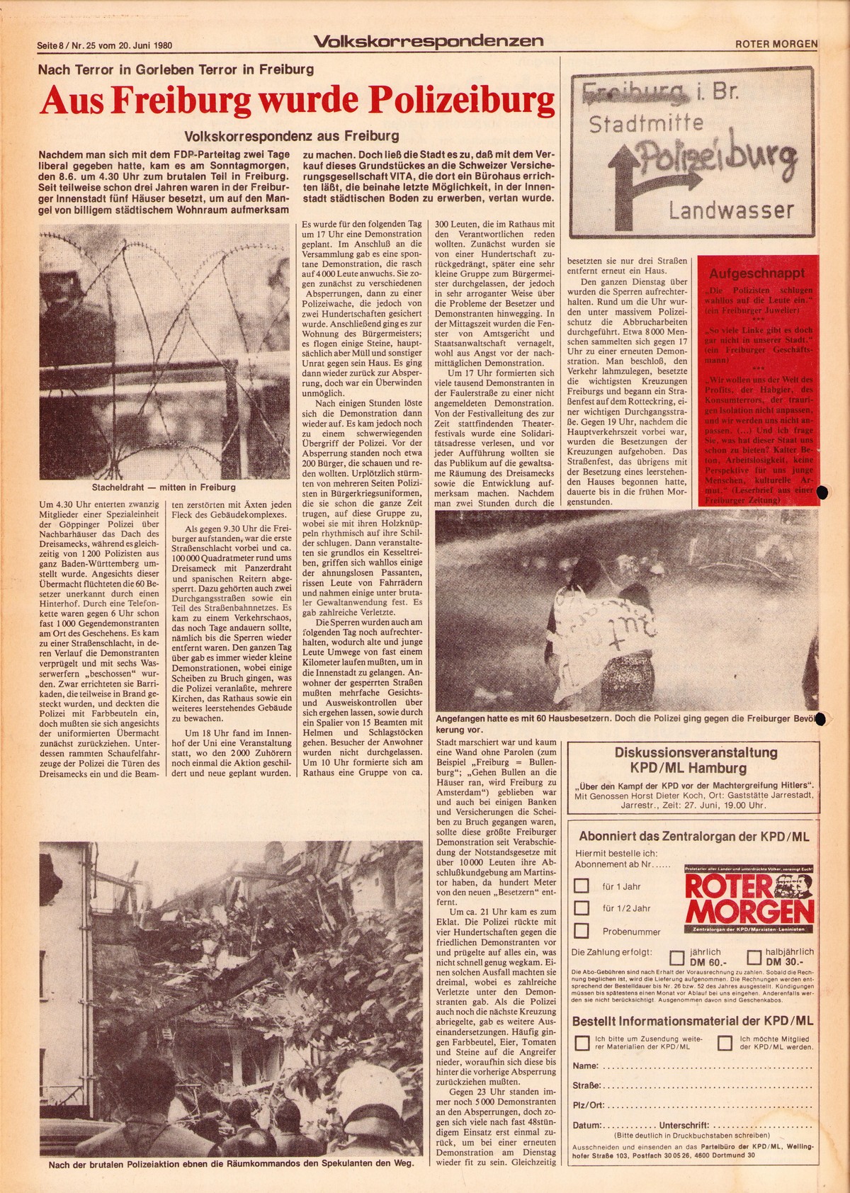 Roter Morgen, 14. Jg., 20. Juni 1980, Nr. 25, Seite 8