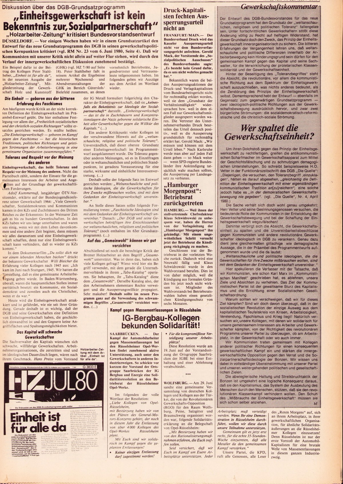Roter Morgen, 14. Jg., 11. Juli 1980, Nr. 28, Seite 5