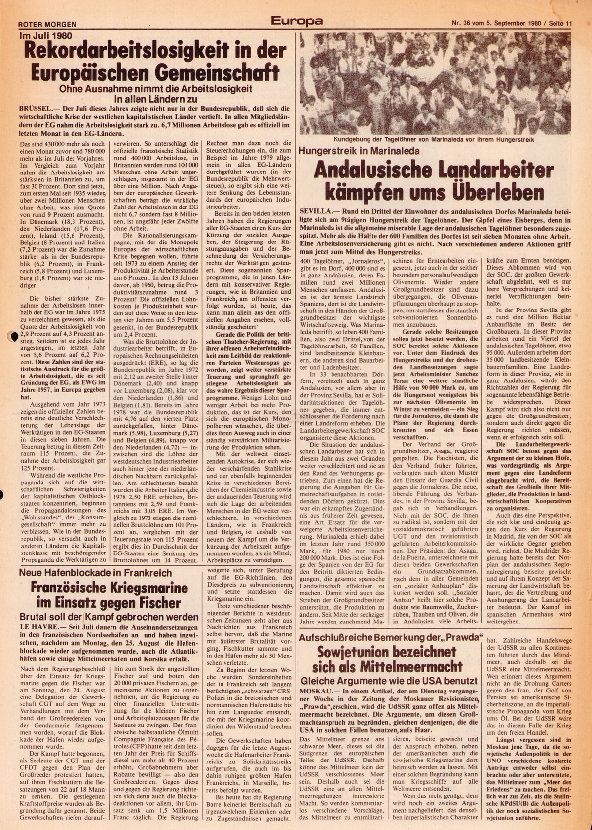 Roter Morgen, 14. Jg., 5. September 1980, Nr. 36, Seite 11