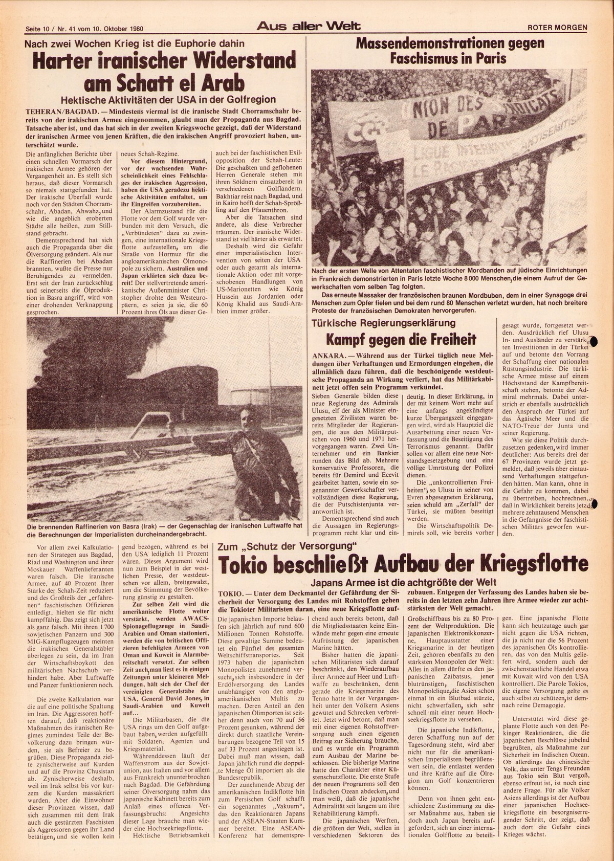 Roter Morgen, 14. Jg., 10. Oktobber 1980, Nr. 41, Seite 10
