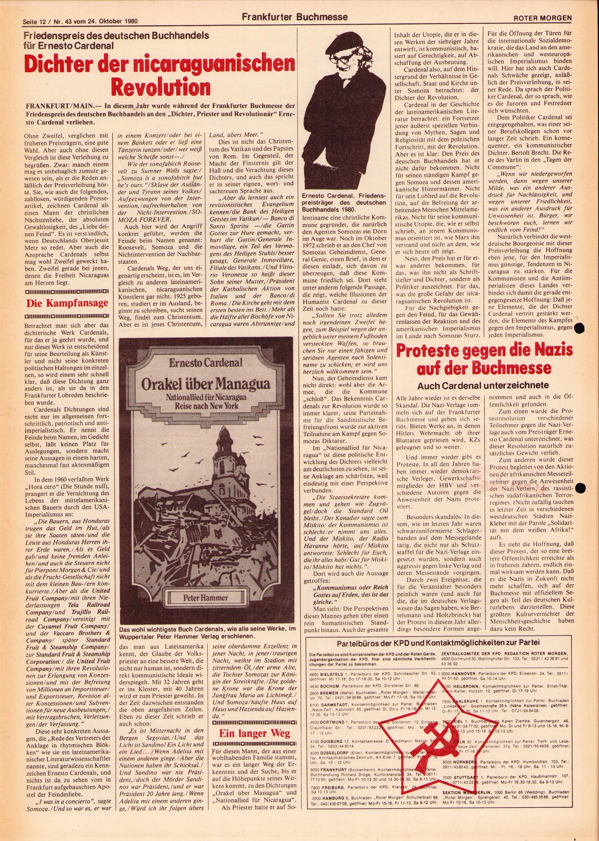 Roter Morgen, 14. Jg., 24. Oktobber 1980, Nr. 43, Seite 12