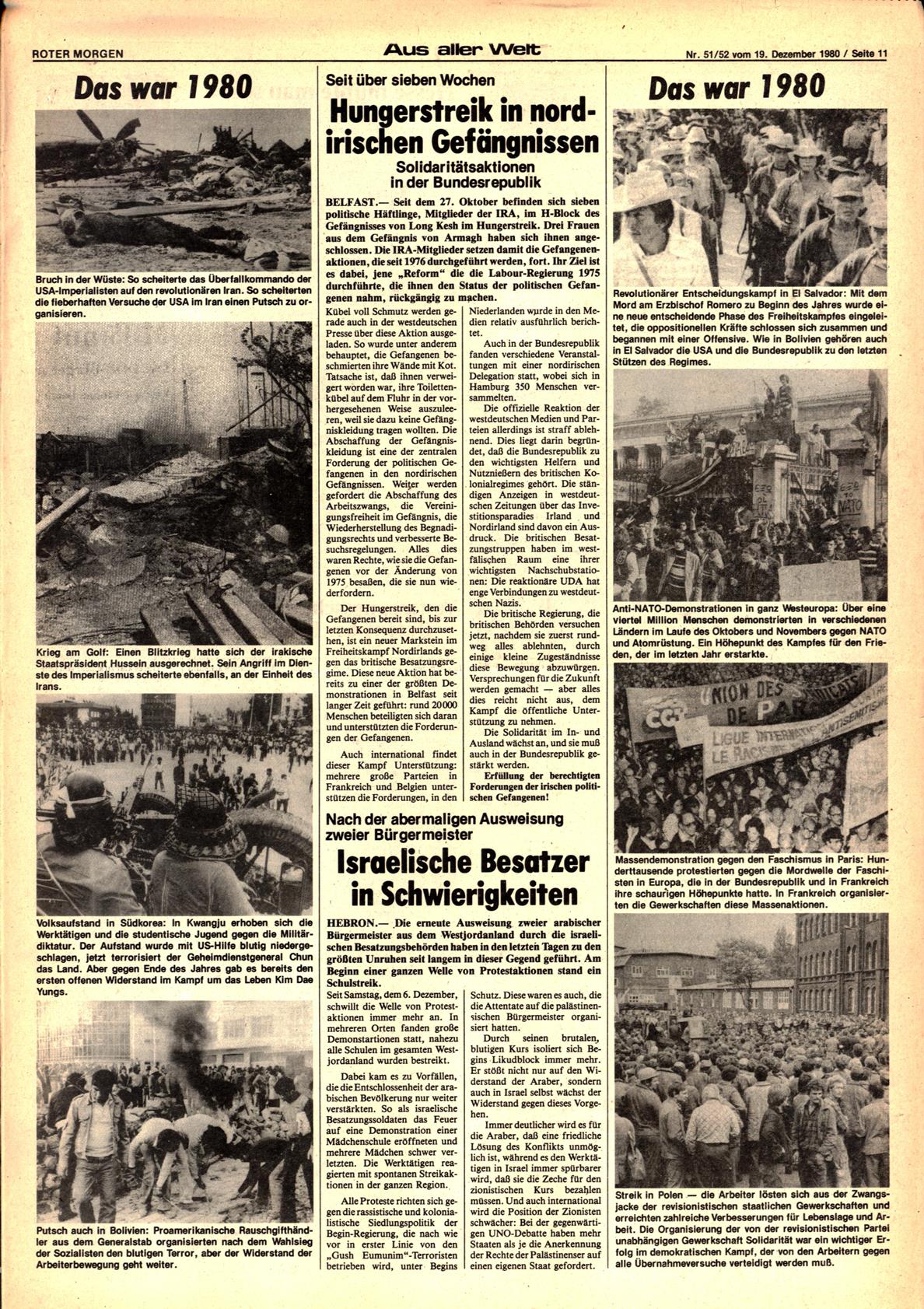 Roter Morgen, 14. Jg., 19. Dezember 1980, Nr. 51/52, Seite 11