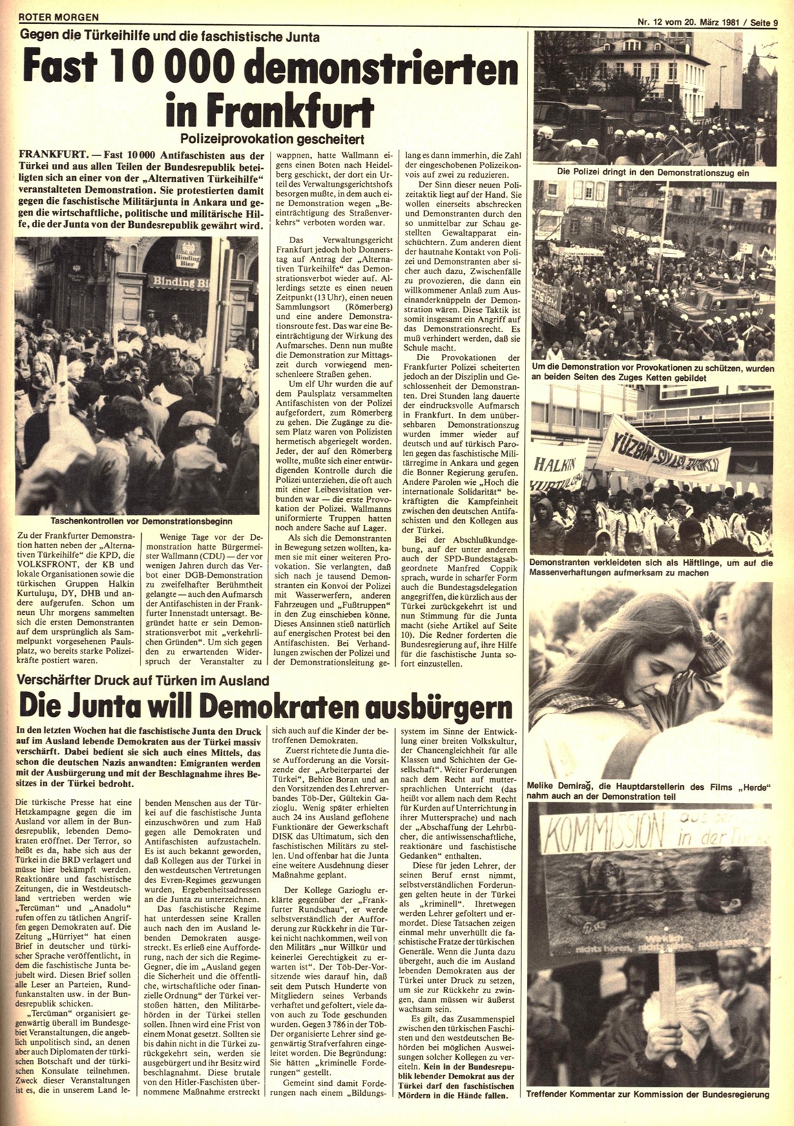 Roter Morgen, 15. Jg., 20. März 1981, Nr. 12, Seite 9