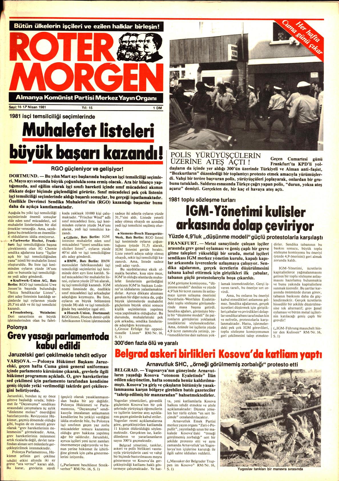 Roter Morgen, 15. Jg., 17. April 1981, Nr. 16, Seite 14
