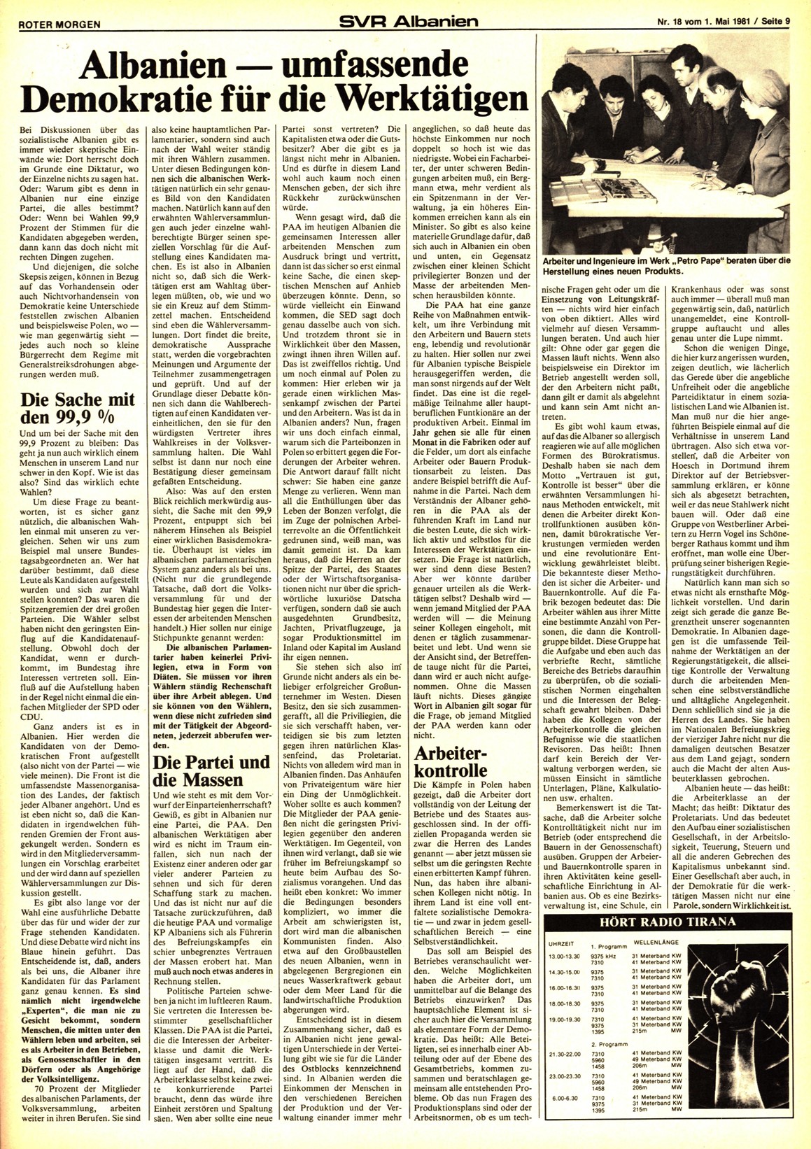 Roter Morgen, 15. Jg., 1. Mai 1981, Nr. 18, Seite 9