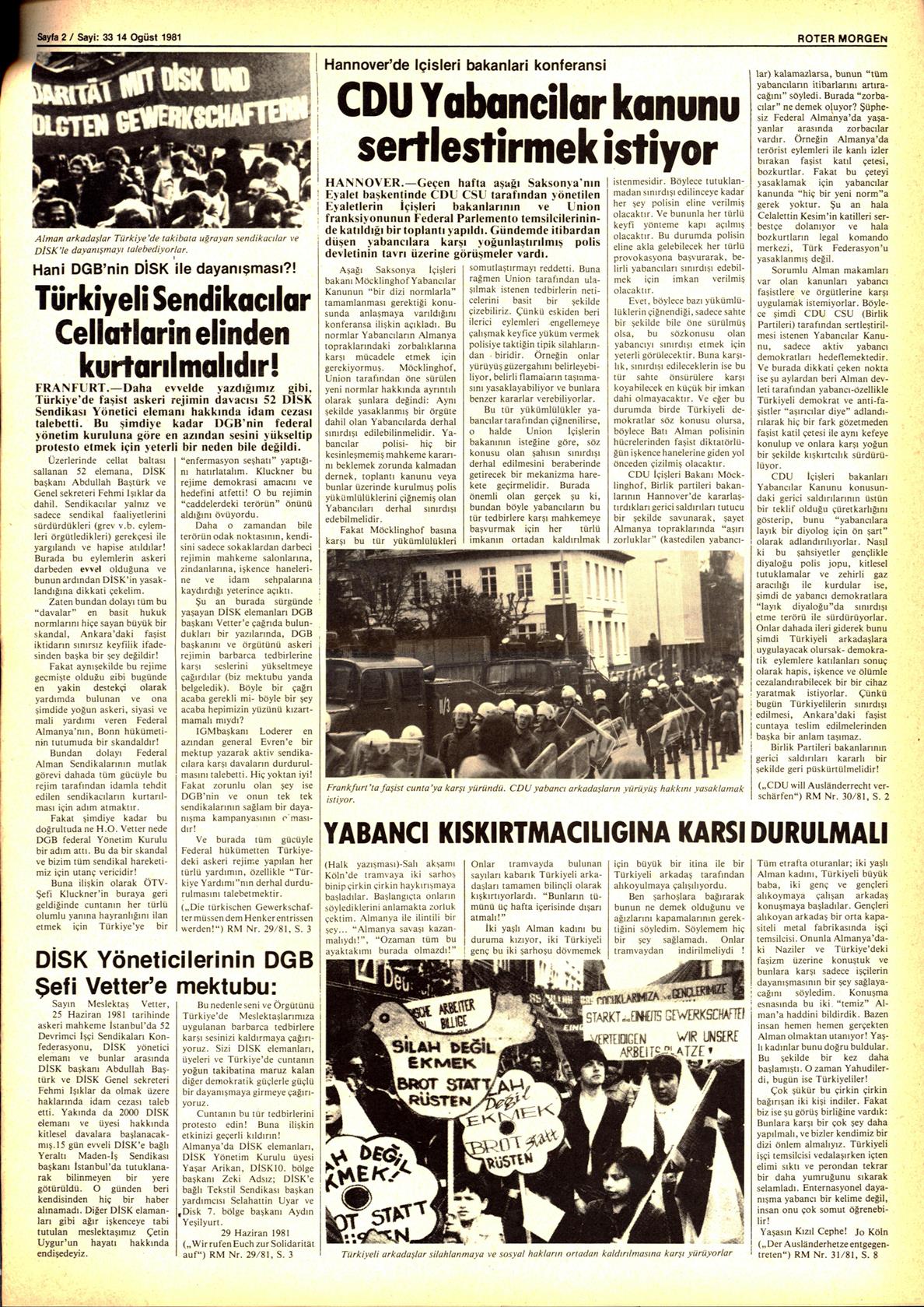 Roter Morgen, 15. Jg., 14. August 1981, Nr. 33, Seite 15