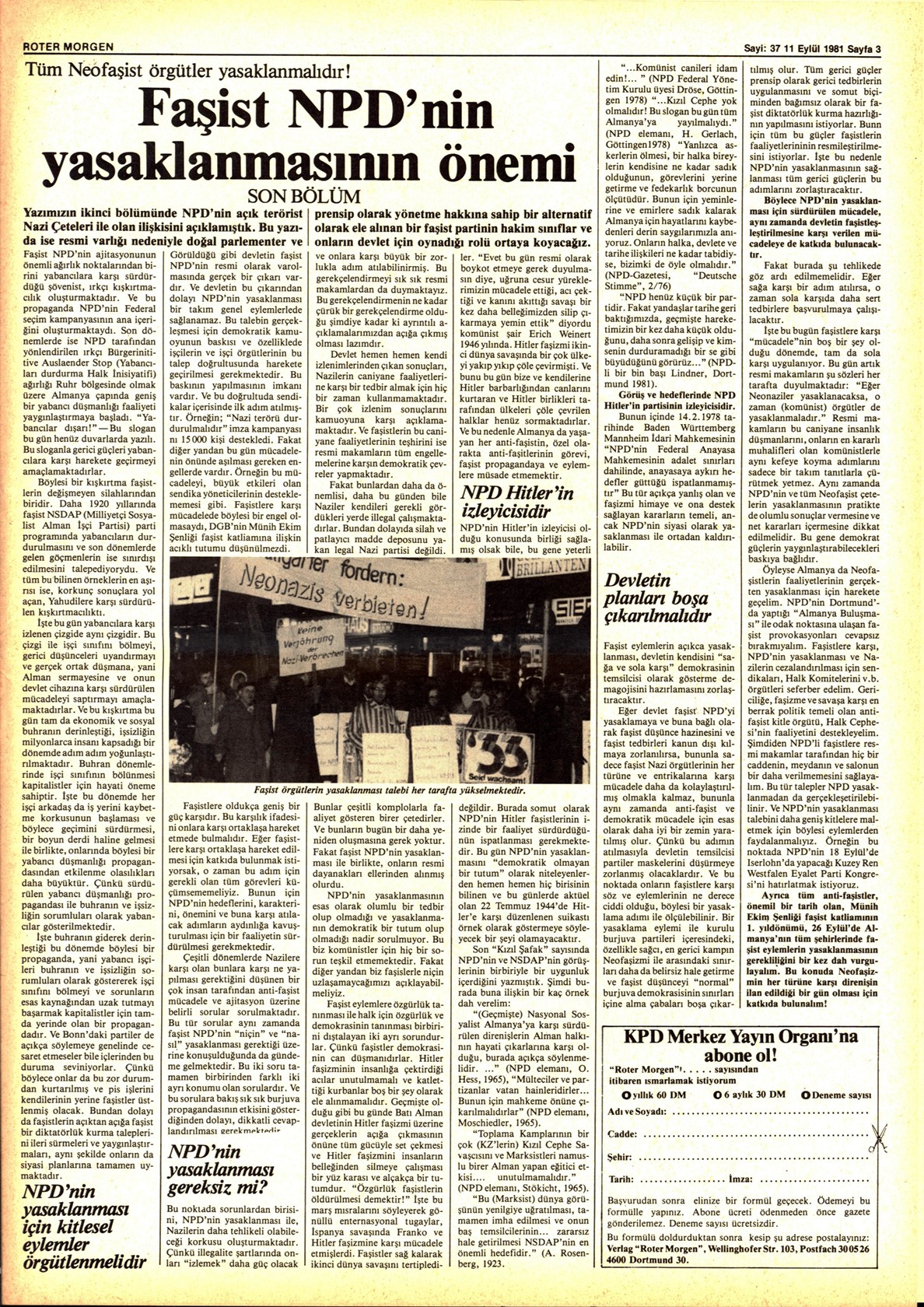 Roter Morgen, 15. Jg., 11. September 1981, Nr. 37, Seite 16