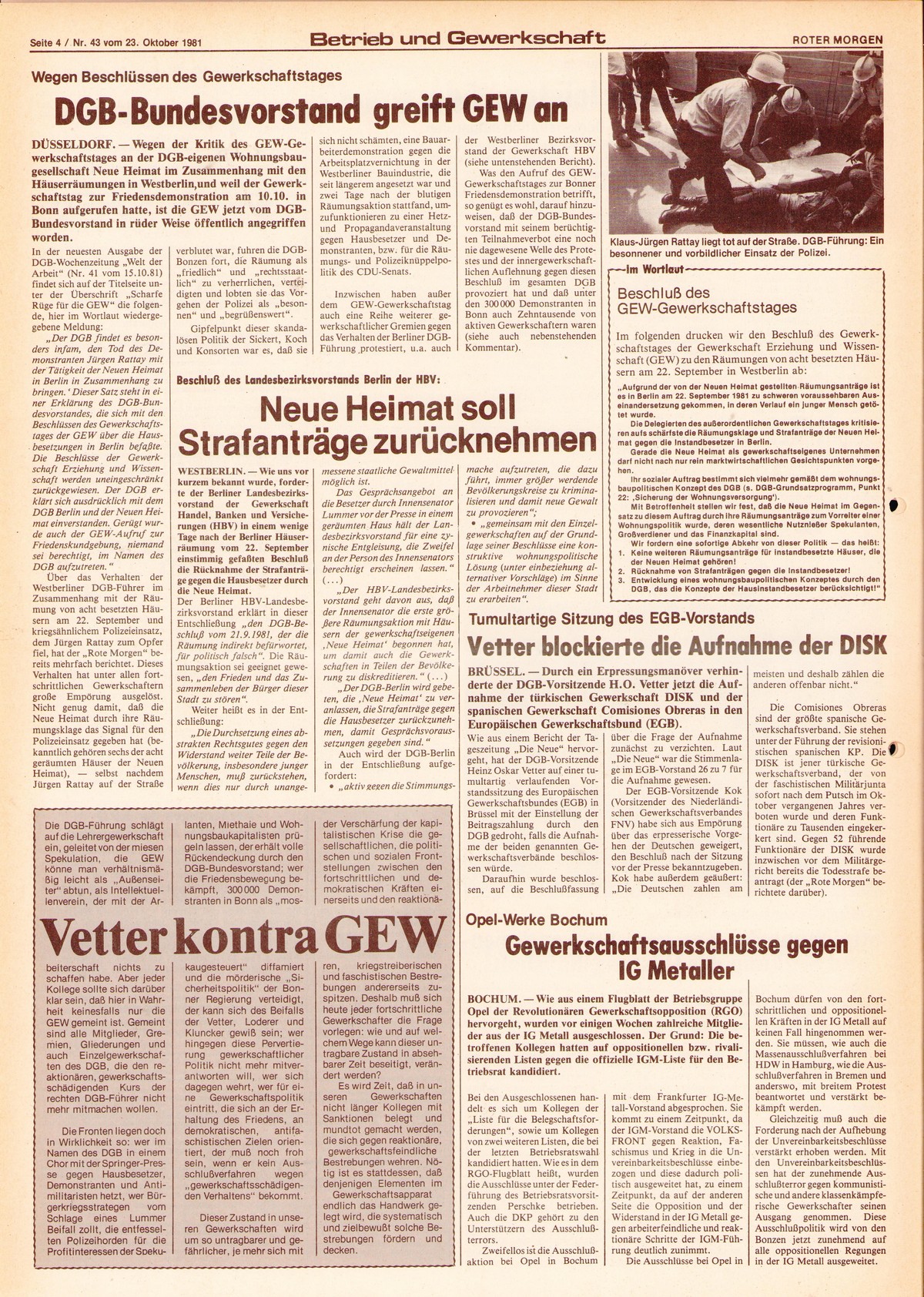 Roter Morgen, 15. Jg., 23. Oktober 1981, Nr. 43, Seite 4