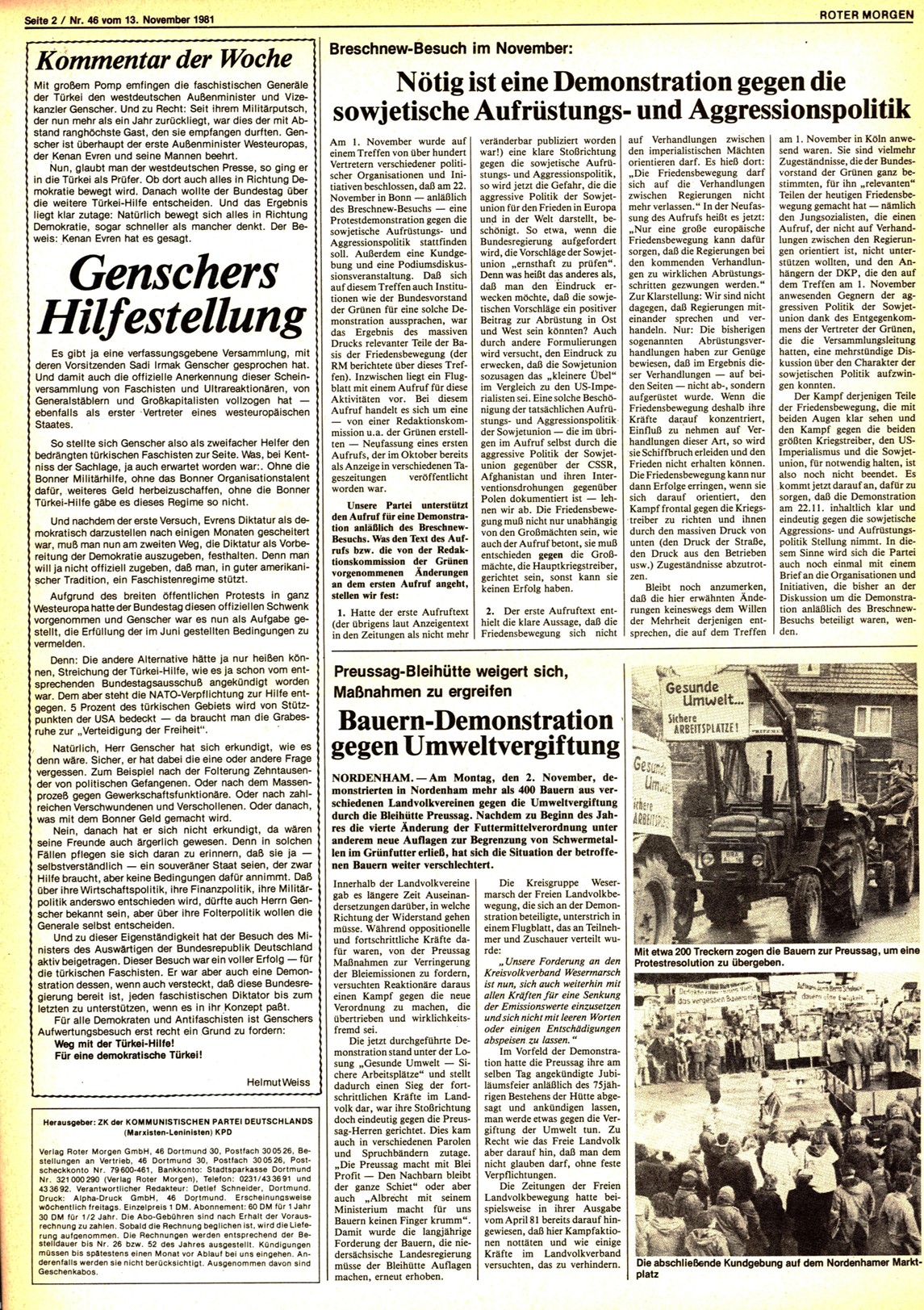 Roter Morgen, 15. Jg., 9. Oktober 1981, Nr. 46, Seite 2