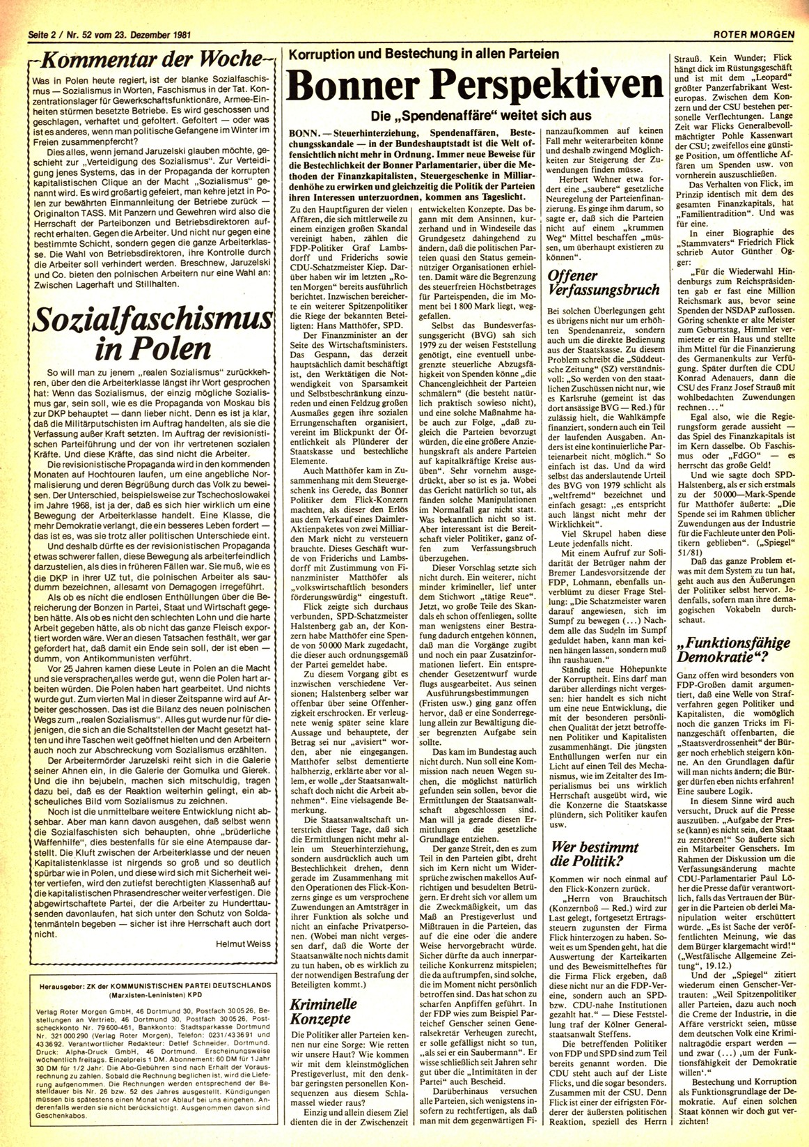 Roter Morgen, 15. Jg., 23. Dezember 1981, Nr. 52, Seite 2