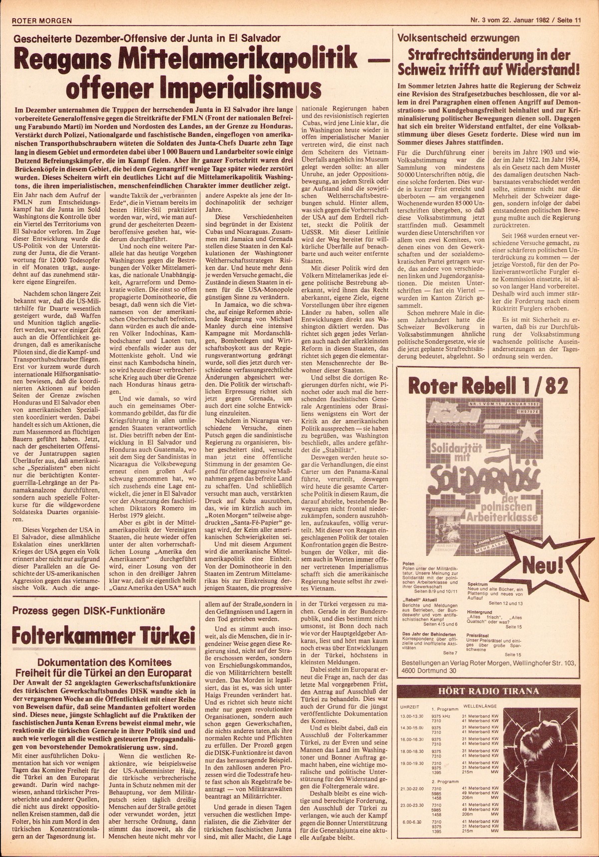 Roter Morgen, 16. Jg., 22. Januar 1982, Nr. 3, Seite 11