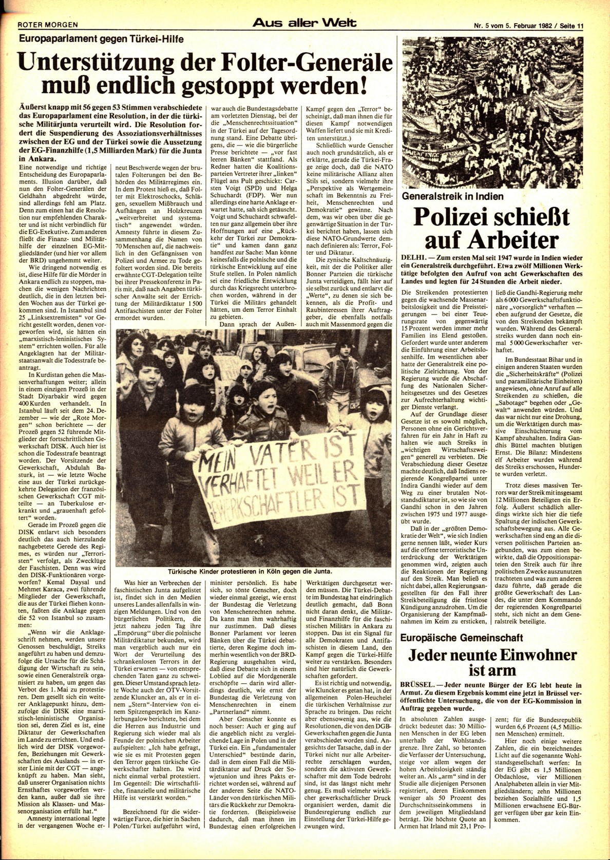 Roter Morgen, 16. Jg., 5. Februar  1982, Nr. 5, Seite 11