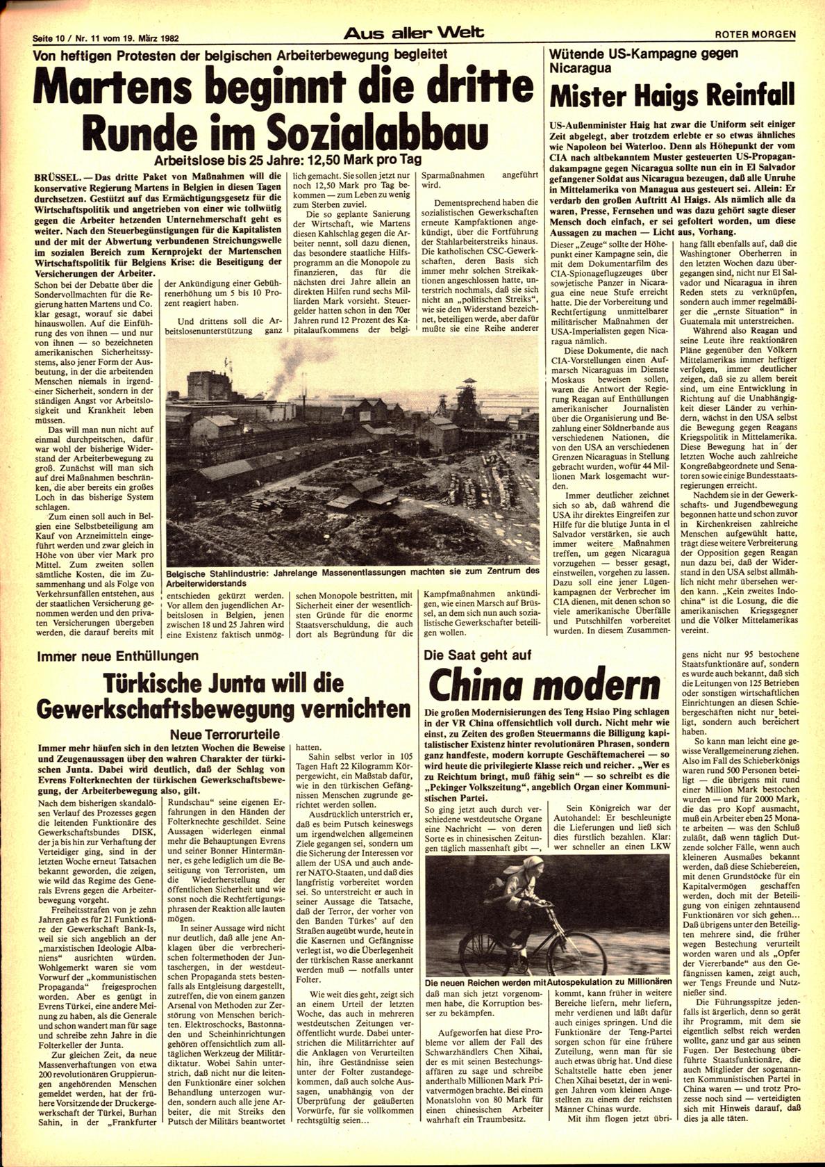Roter Morgen, 16. Jg., 19. März  1982, Nr. 11, Seite 10
