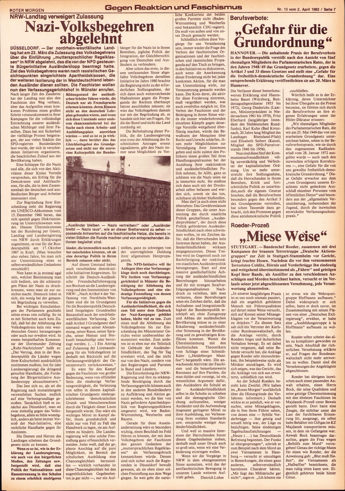 Roter Morgen, 16. Jg., 2. April  1982, Nr. 13, Seite 7