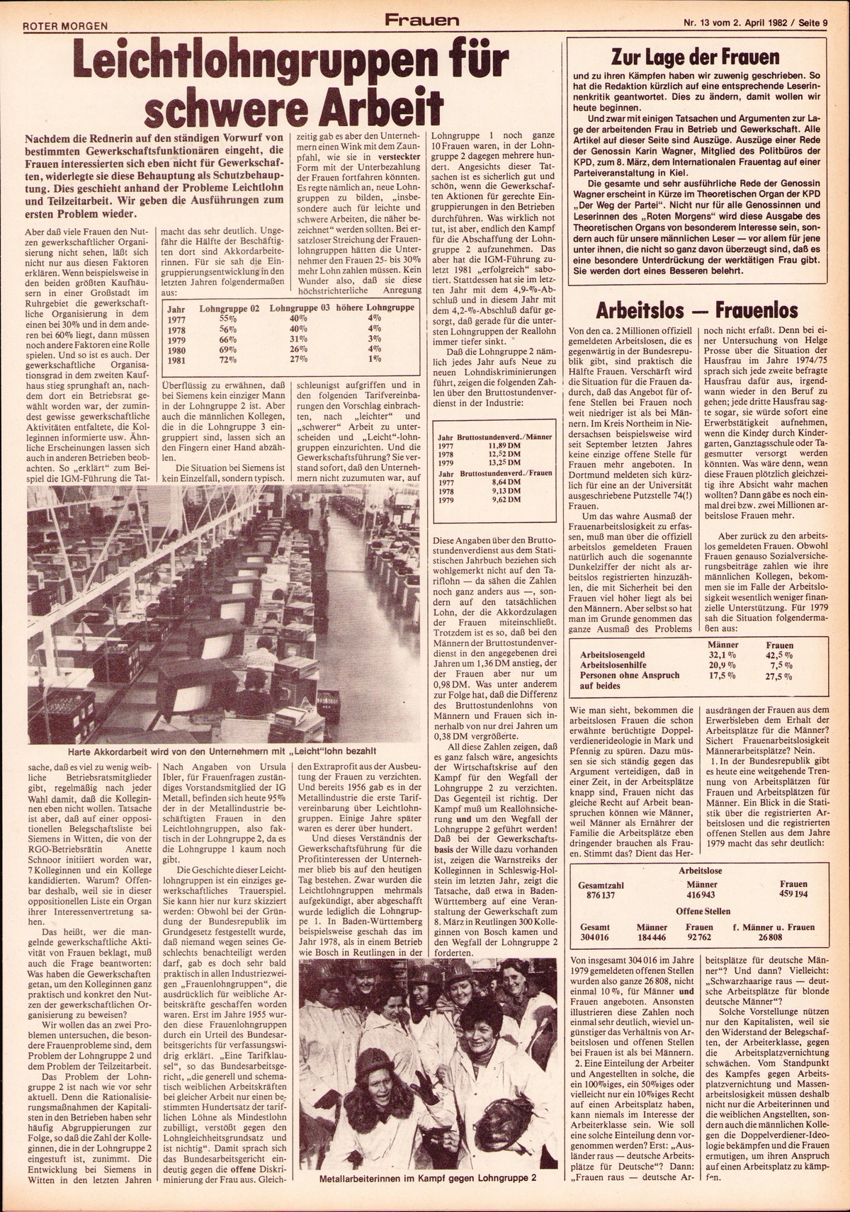 Roter Morgen, 16. Jg., 2. April  1982, Nr. 13, Seite 9