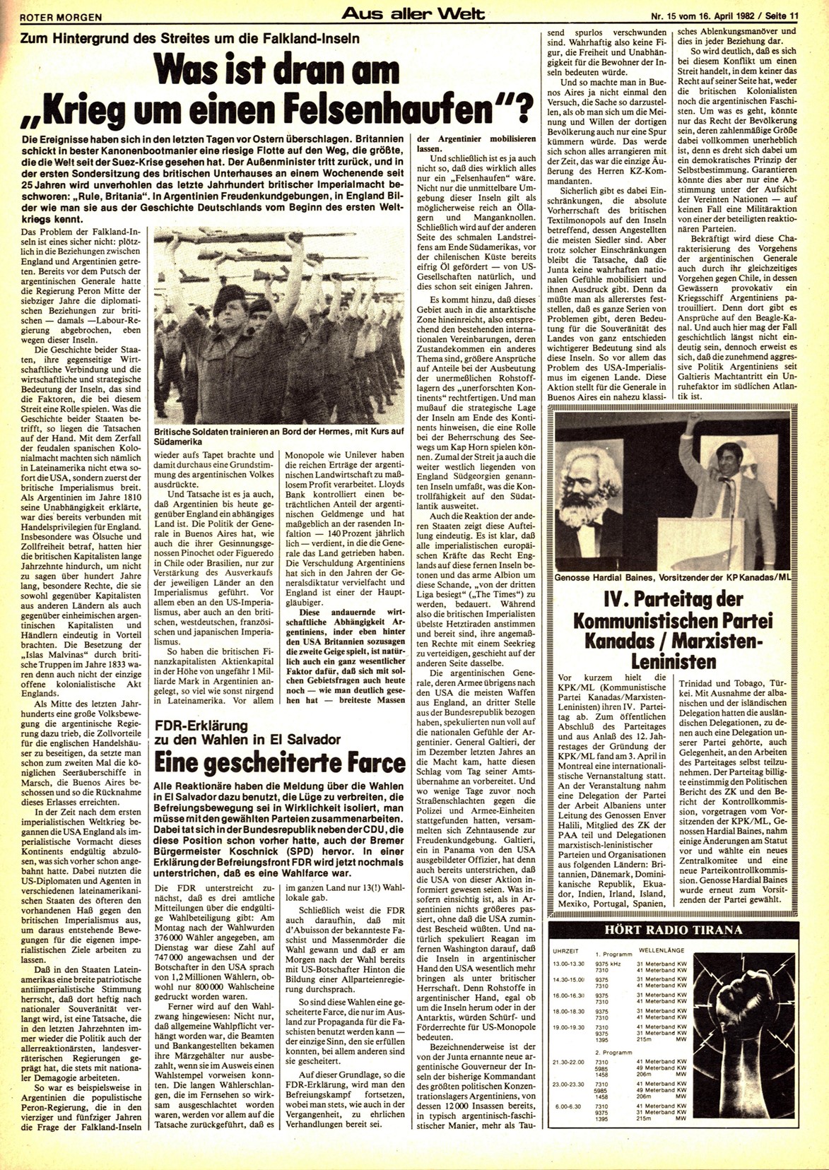 Roter Morgen, 16. Jg., 16. April 1982, Nr. 15, Seite 11