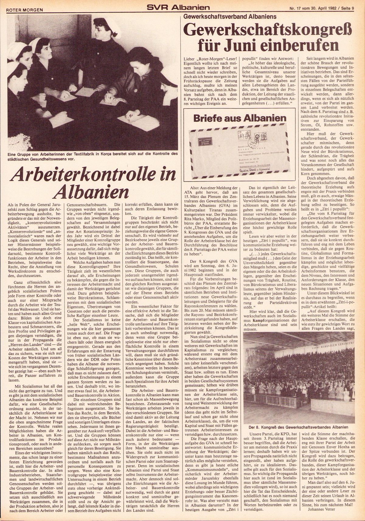 Roter Morgen, 16. Jg., 30. April 1982, Nr. 17, Seite 11