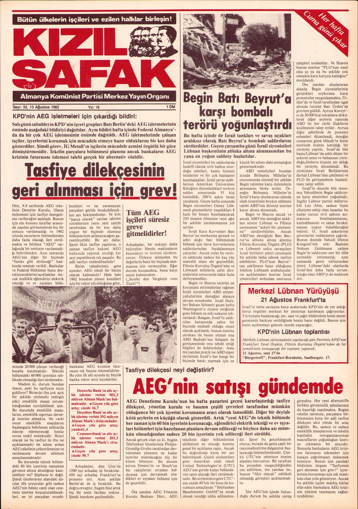 Roter Morgen, 16. Jg., 13. August 1982, Nr. 32, Seite 14