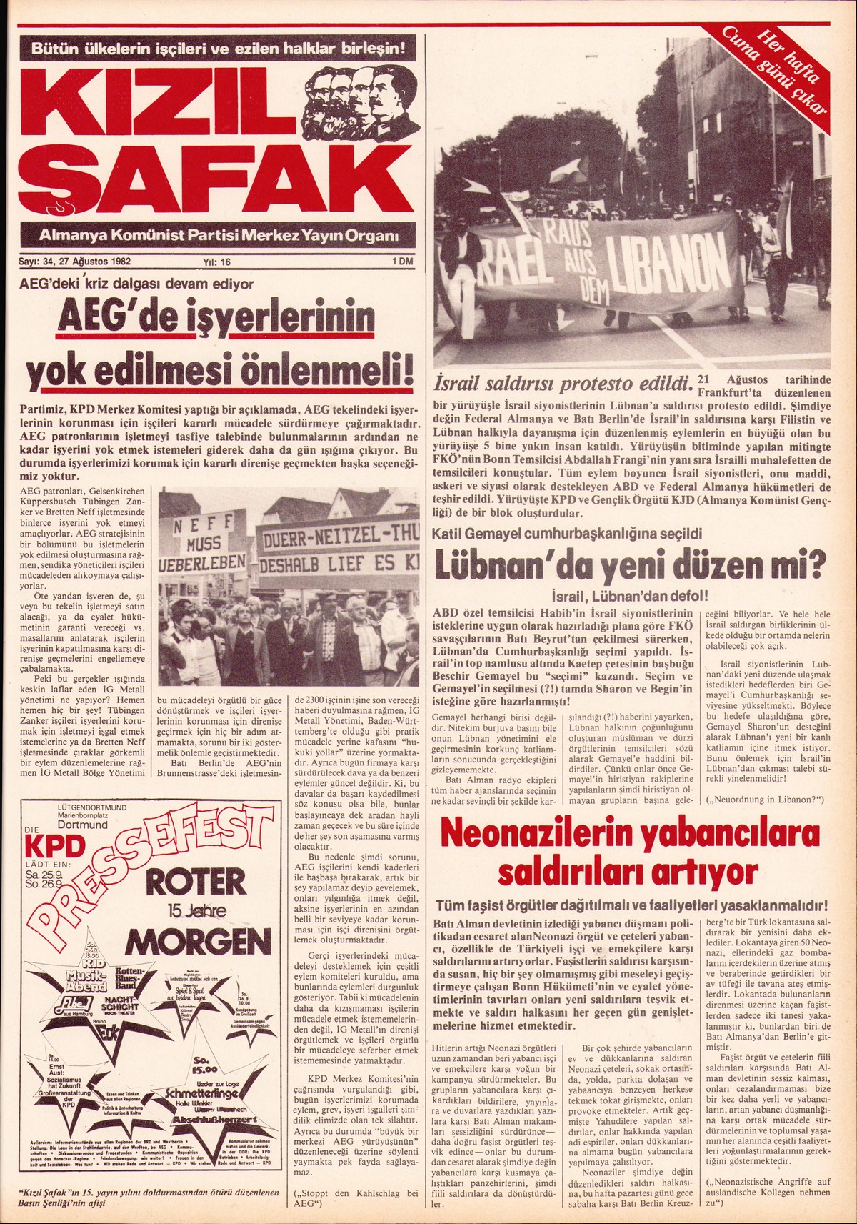 Roter Morgen, 16. Jg., 27. August 1982, Nr. 34, Seite 14