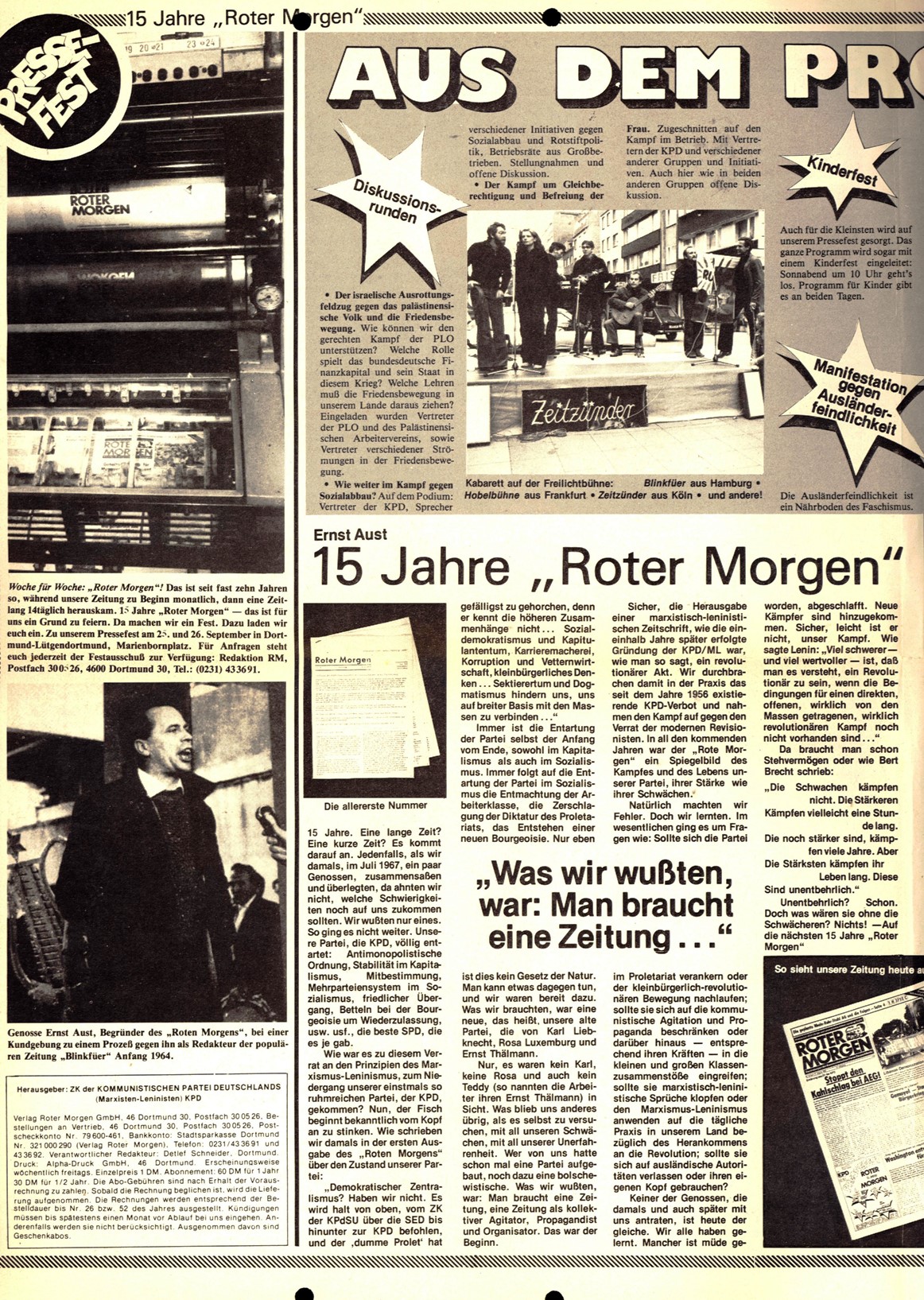 Roter Morgen, 16. Jg., Extrablatt, August/September 1982, Seite 2