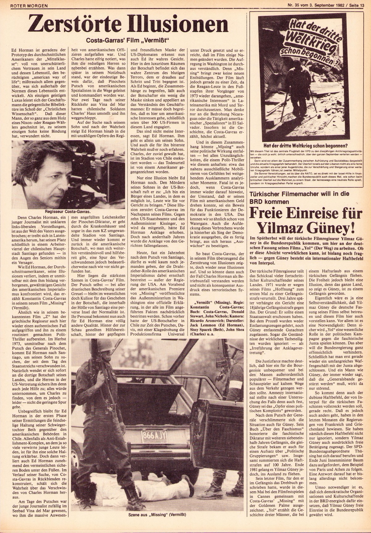 Roter Morgen, 16. Jg., 3. September 1982, Nr. 35, Seite 13