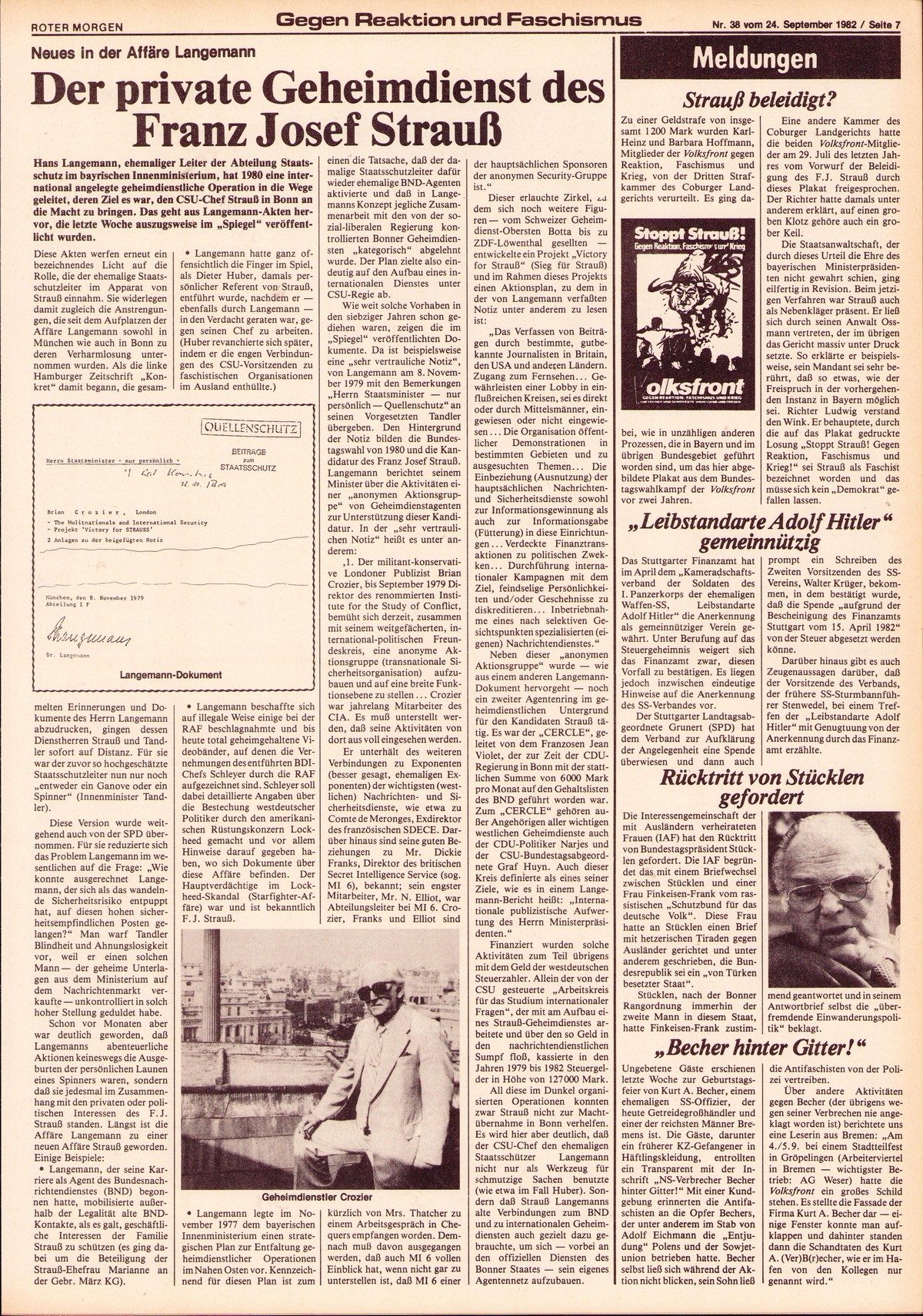 Roter Morgen, 16. Jg., 24. September 1982, Nr. 38, Seite 7