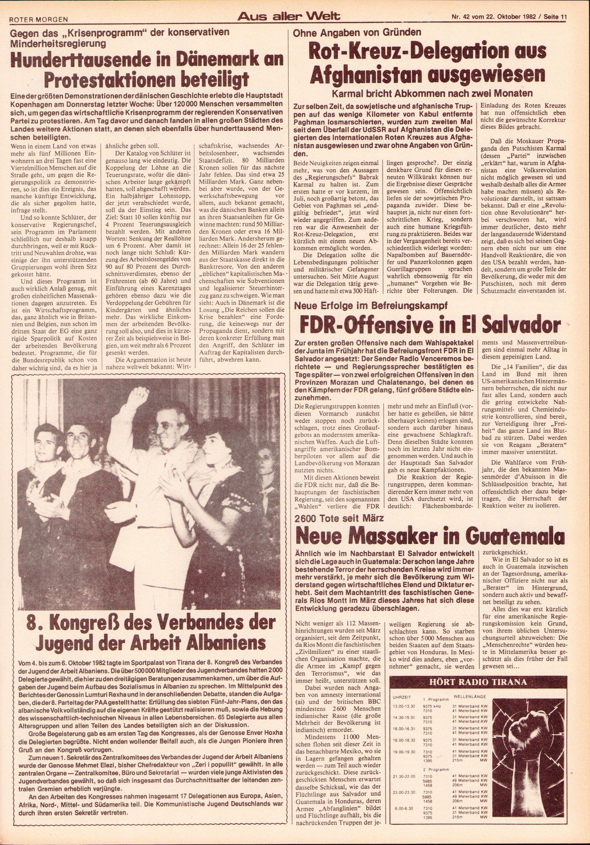 Roter Morgen, 16. Jg., 22. Oktober 1982, Nr. 42, Seite 11