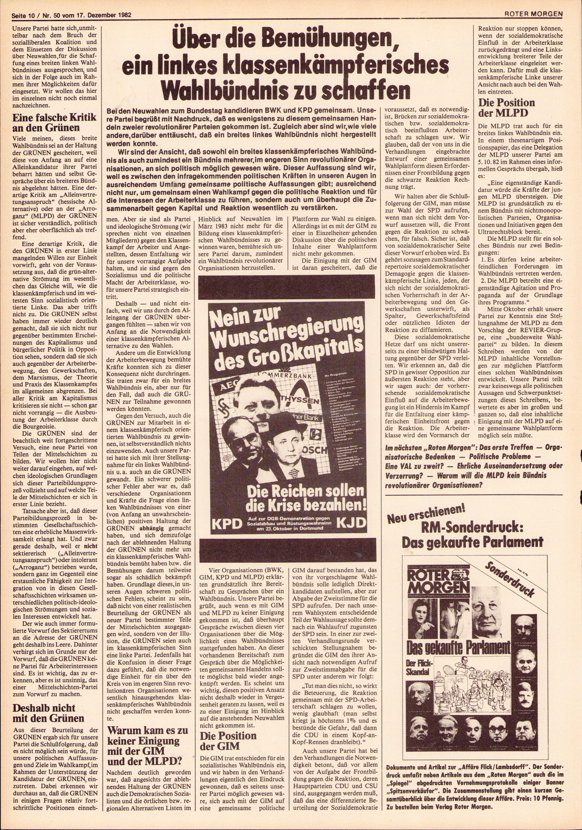 Roter Morgen, 16. Jg., 17. Dezember 1982, Nr. 50, Seite 10