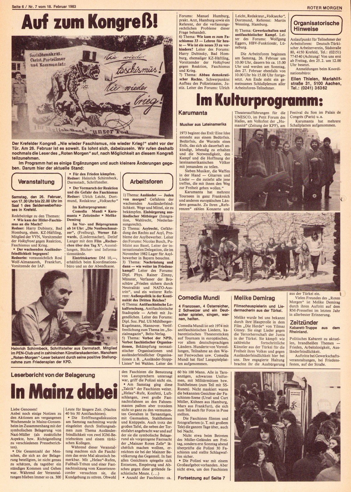 Roter Morgen, 17. Jg., 18. Februar  1983, Nr. 7, Seite 6